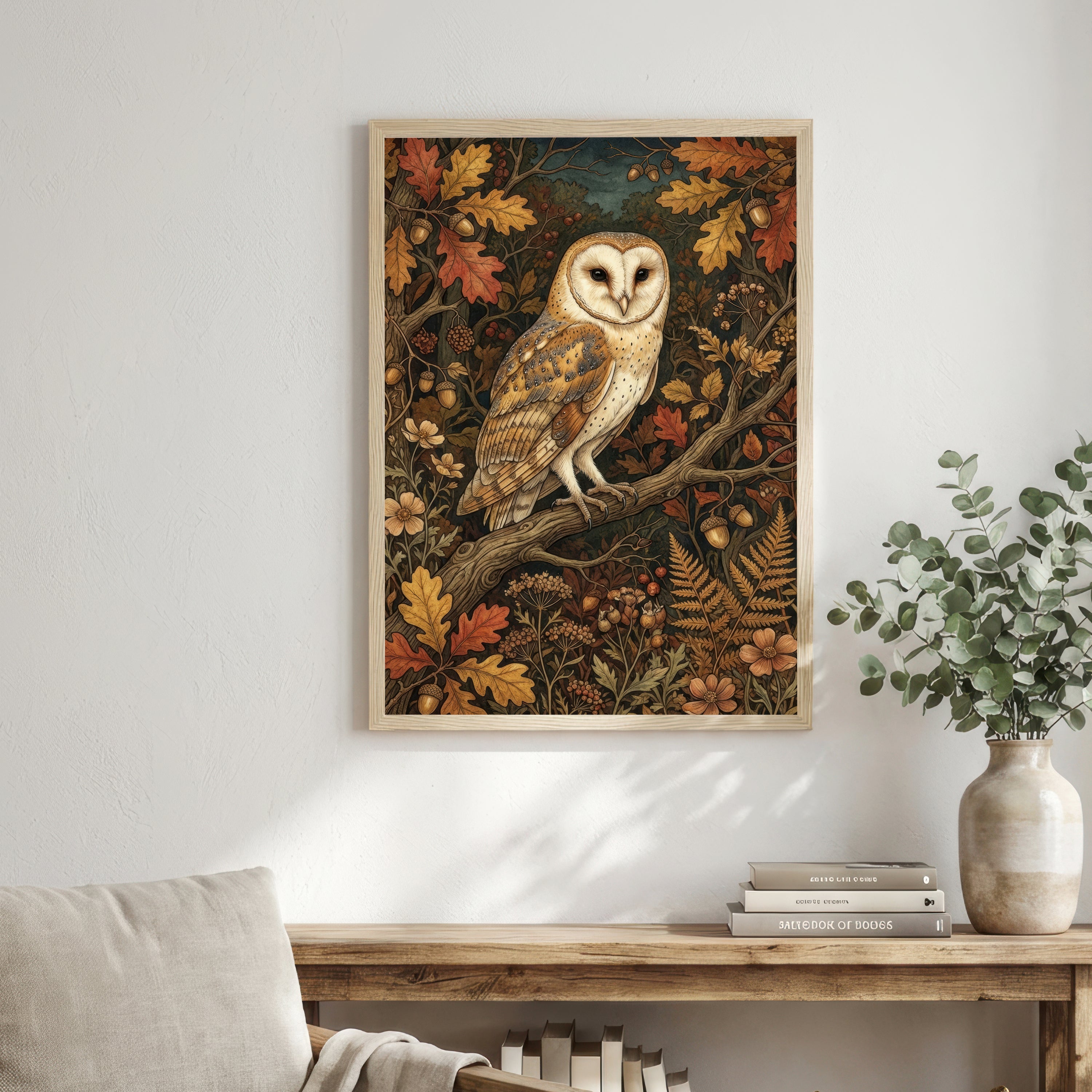 Barn Owl Autumn Woodland Art Print