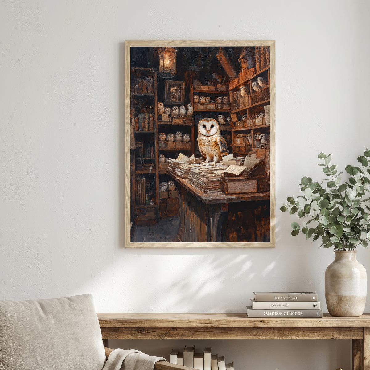 Barn Owl Library Art Print