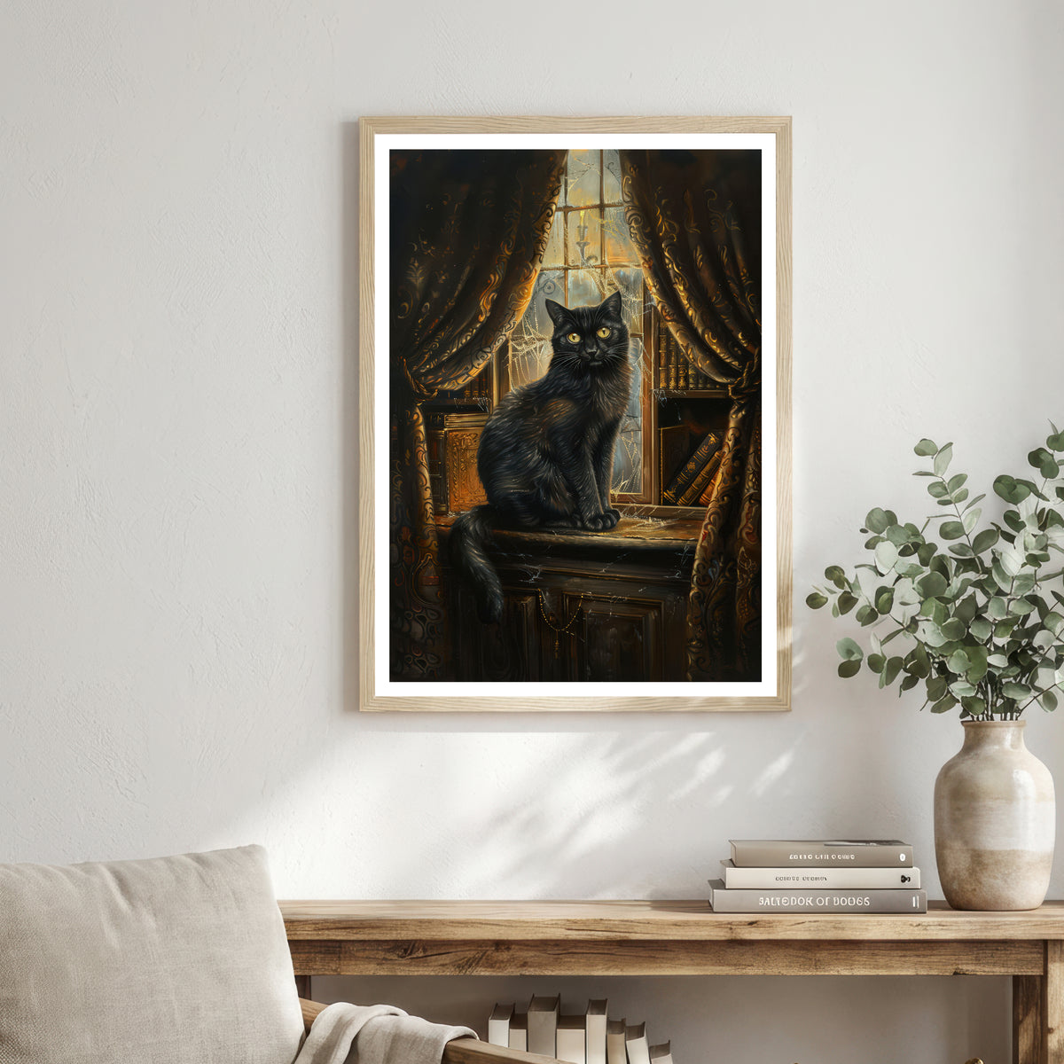 Gothic Black Cat Art Print
