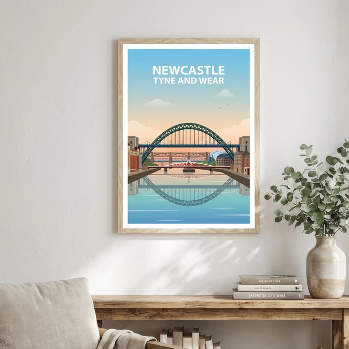 Newcastle Tyne and Wear Print: Tyne Bridge Skyline Art Poster