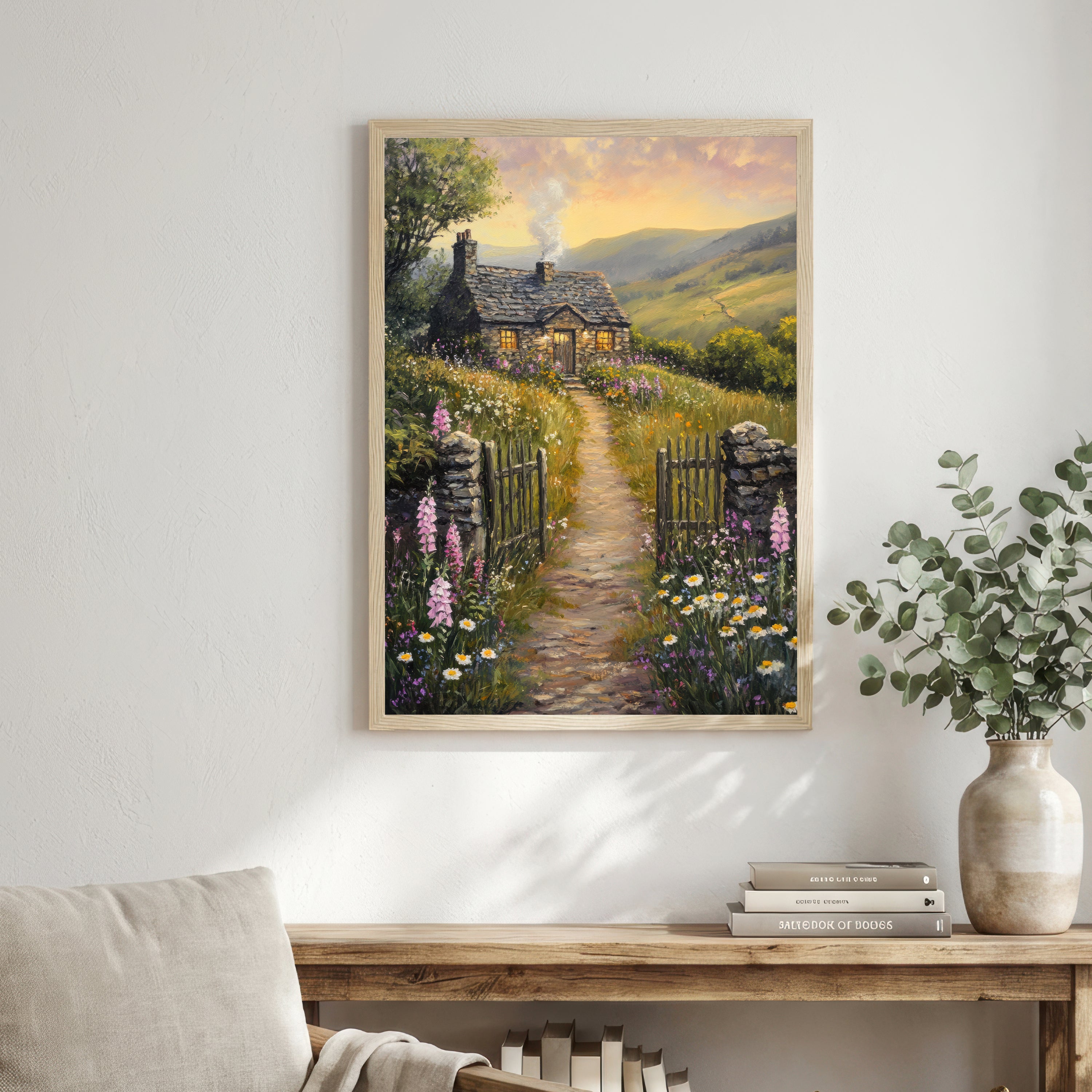 Mountain Cottage Wildflower Art Print