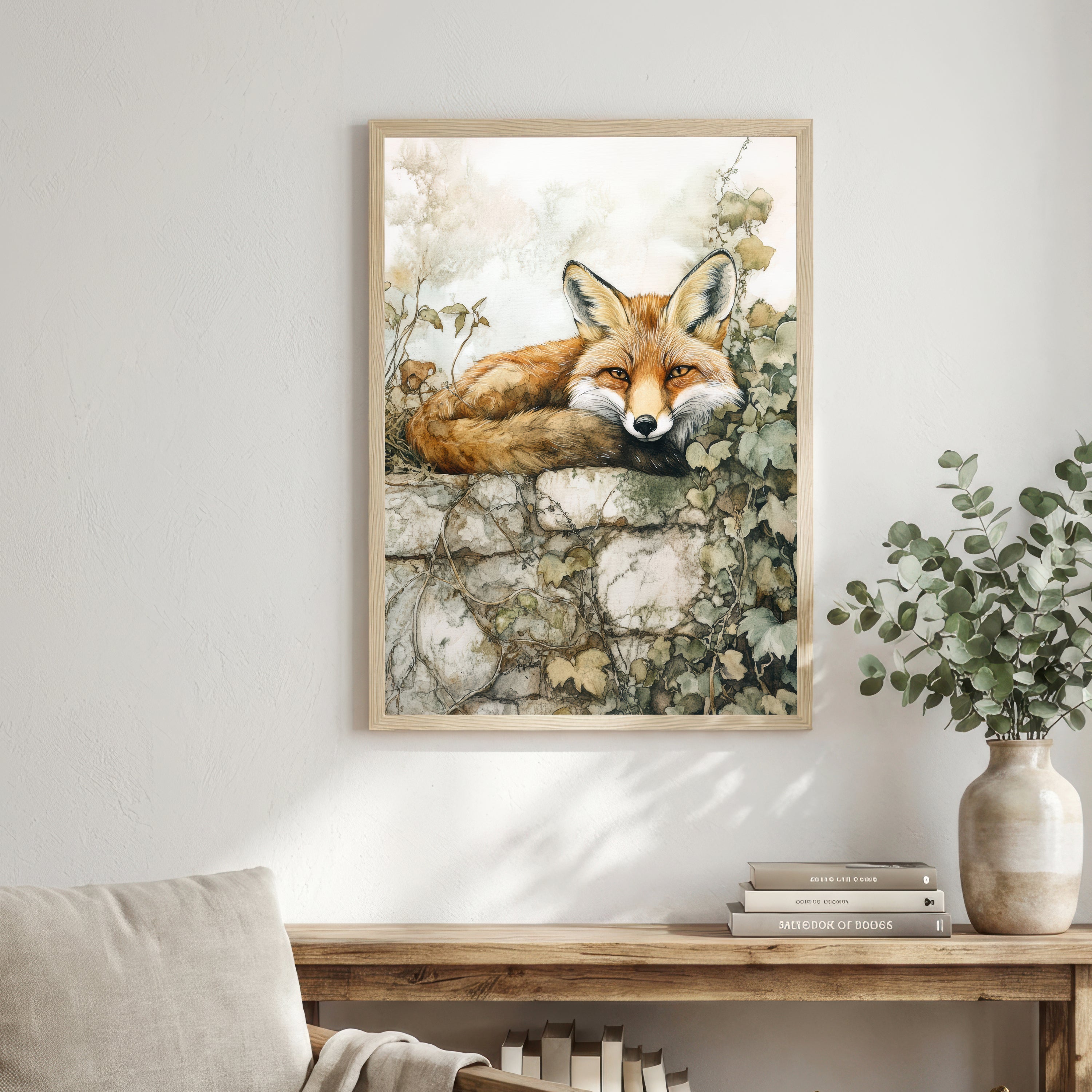 Resting Fox Woodland Art Print