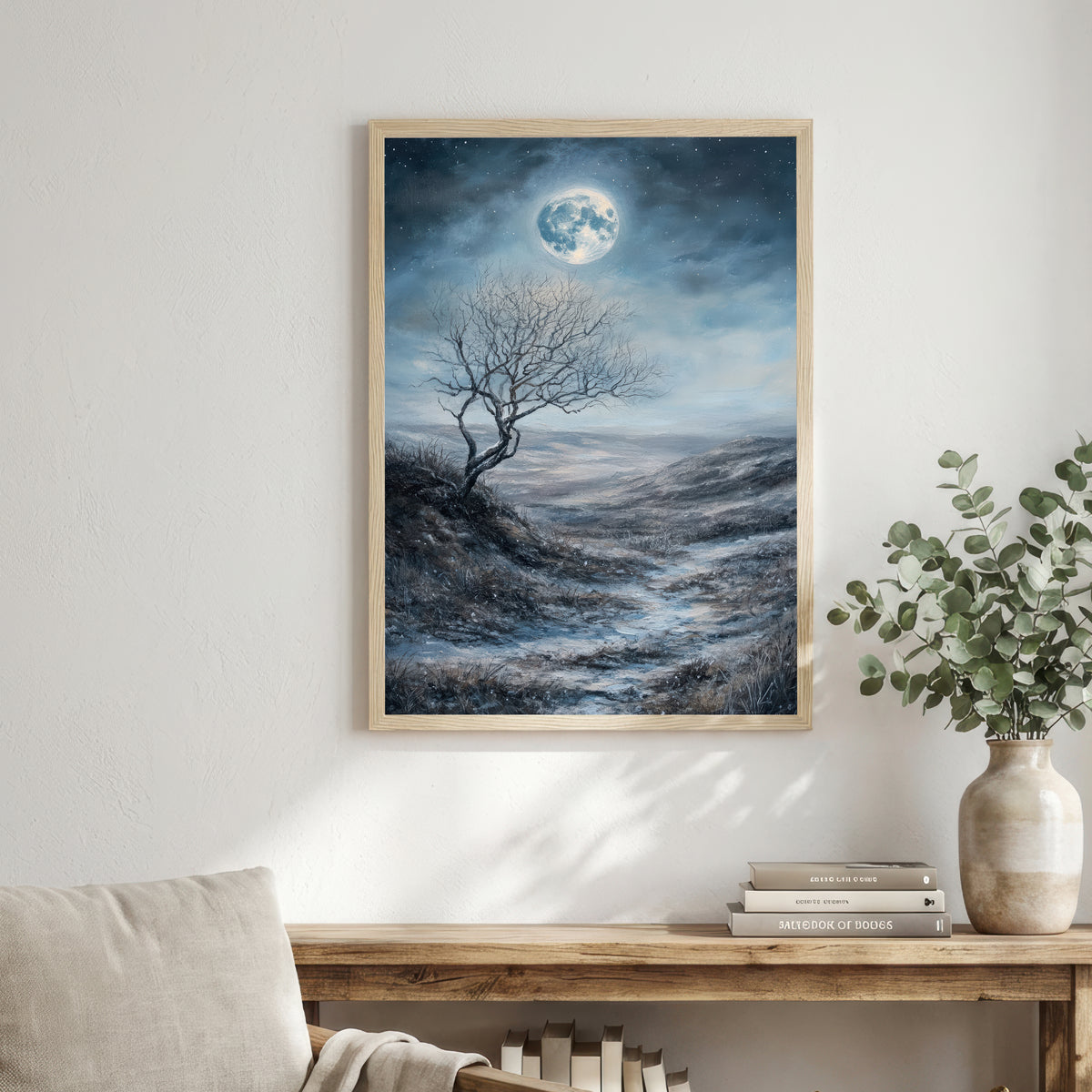 Moonlit Coastal Tree Art Print