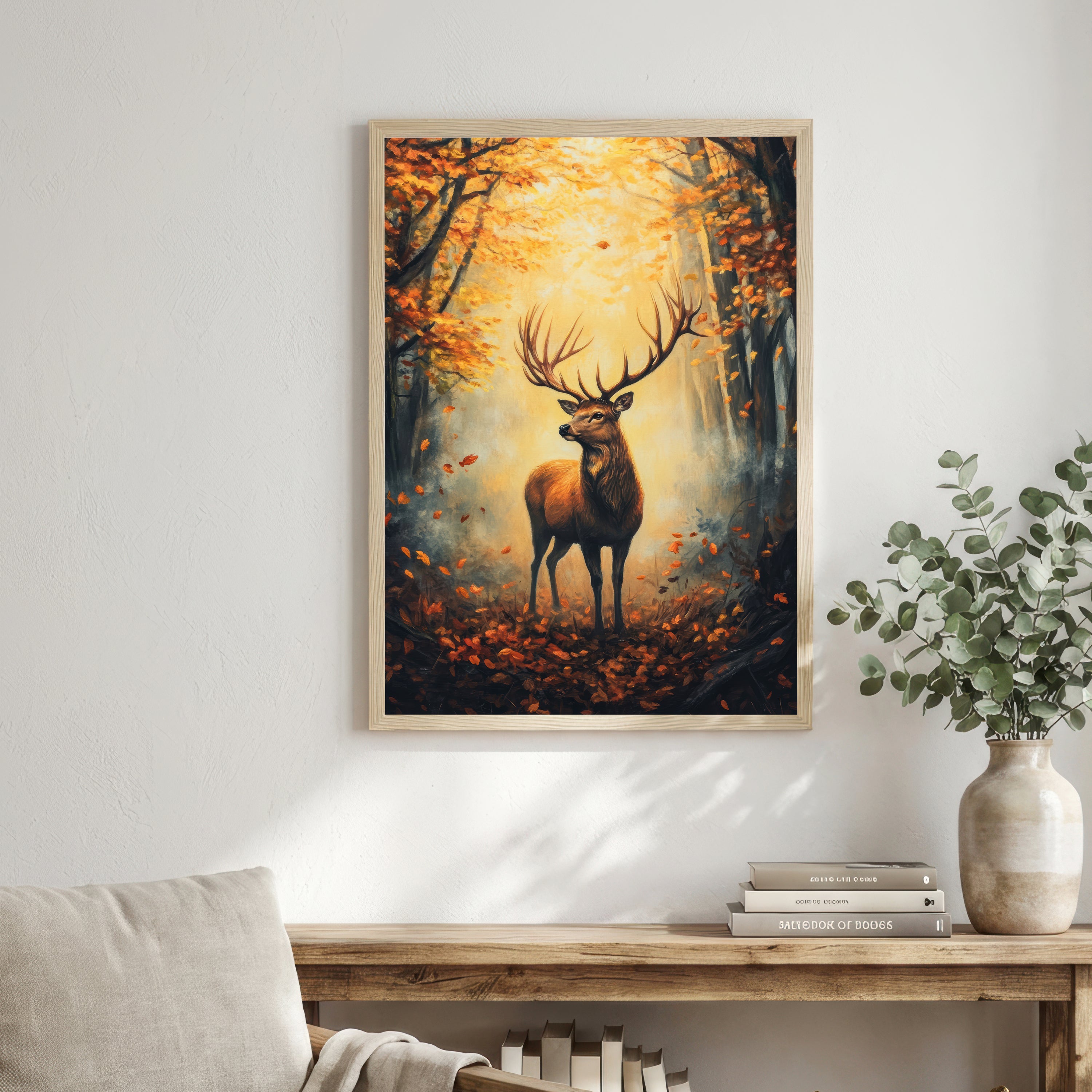 Stag in Autumn Forest Art Print
