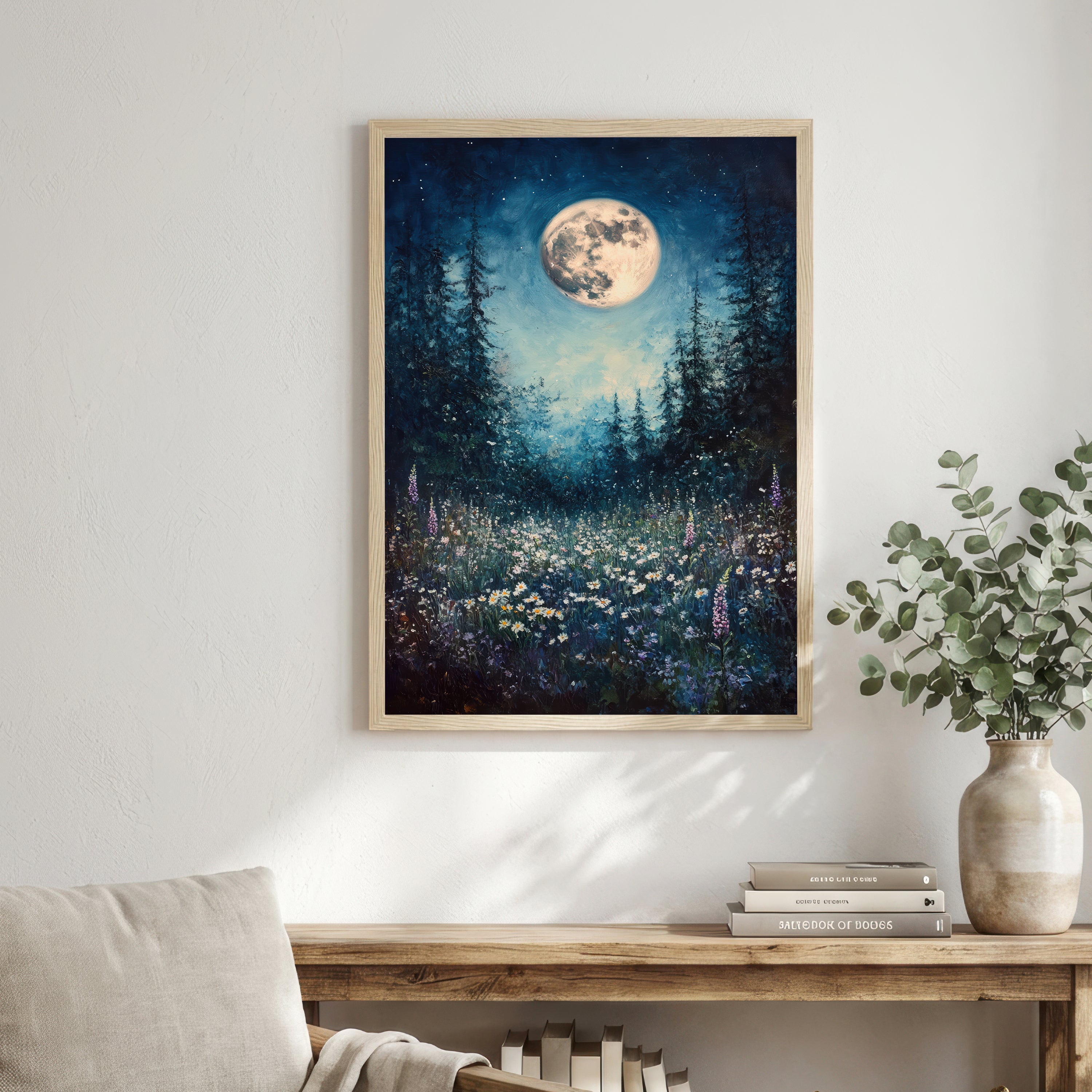 Moonlit Wildflower Meadow Art Print