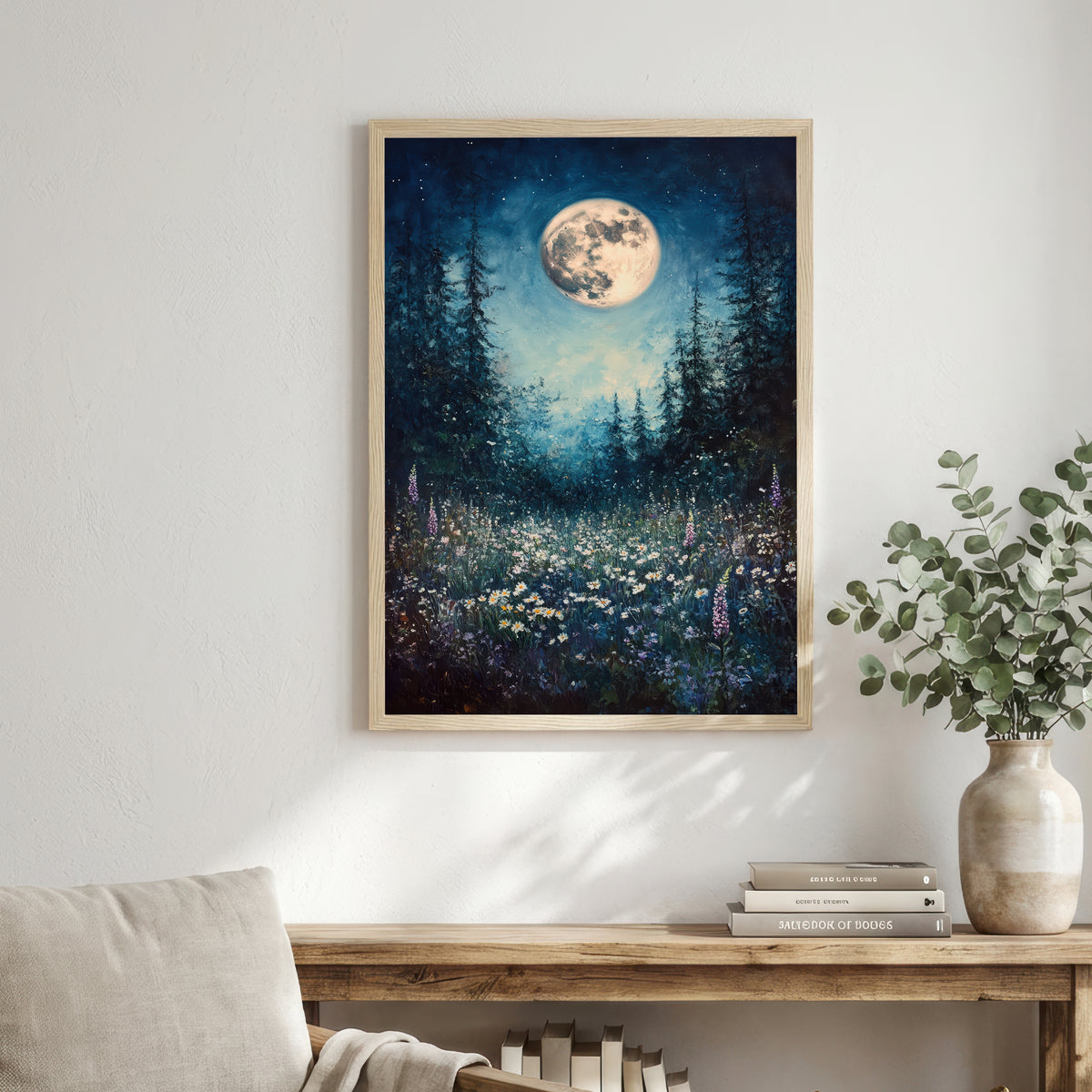 Moonlit Wildflower Meadow Art Print