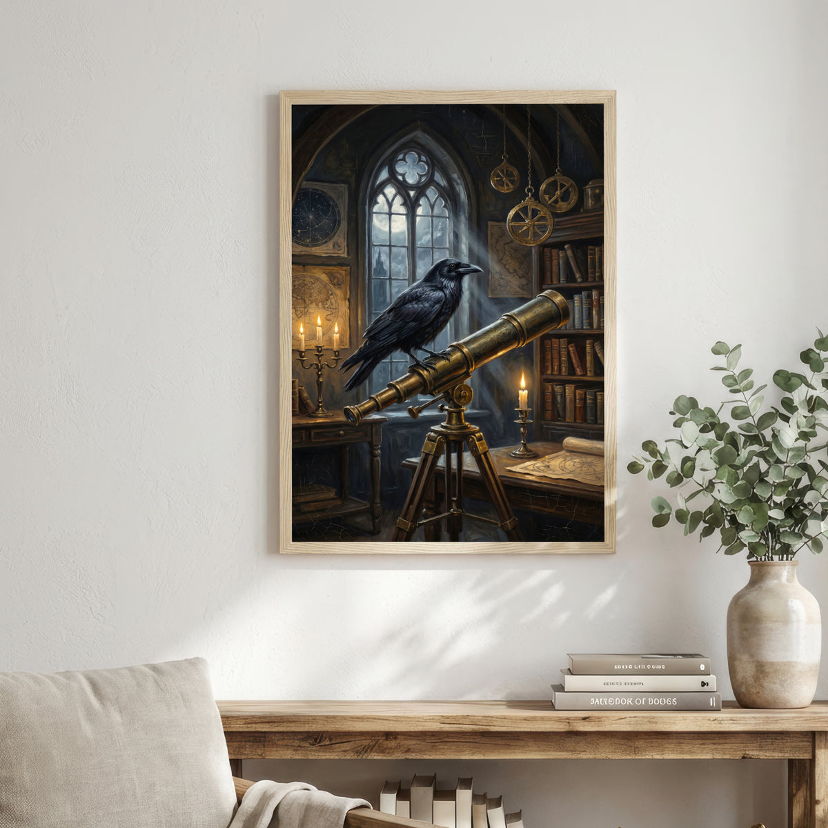 Raven Telescope Dark Academia Art Print