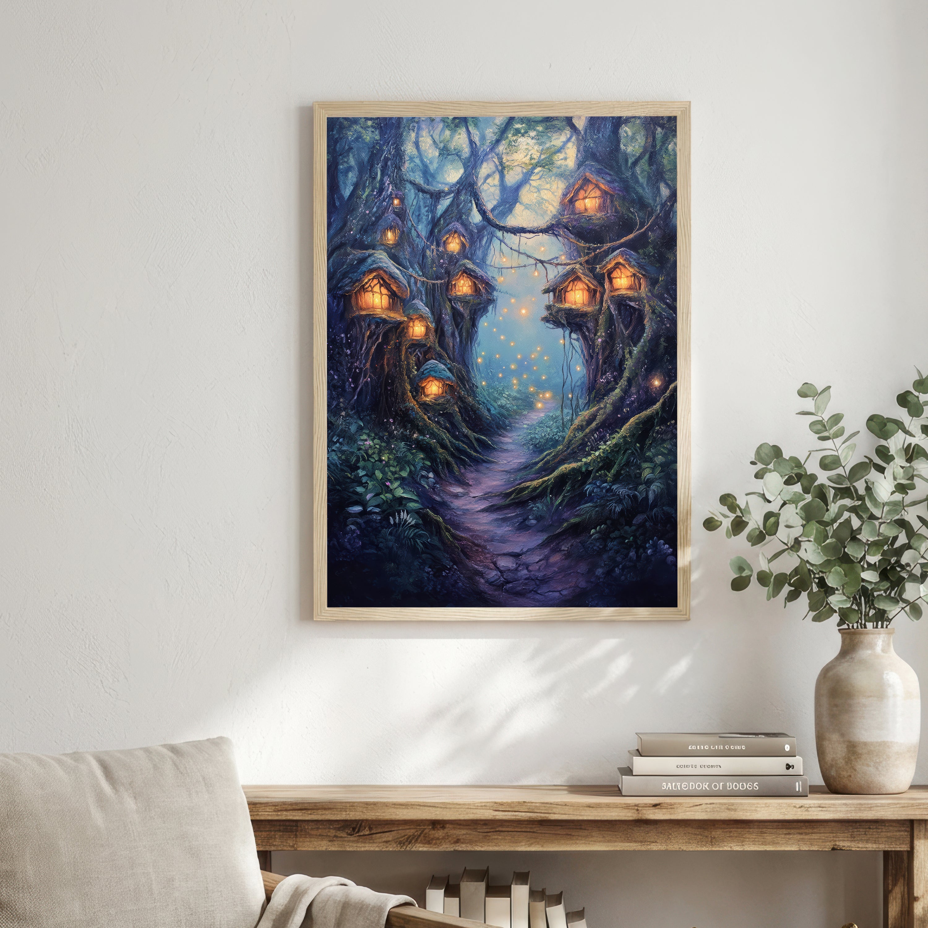 Enchanted Woodland Village Art Print