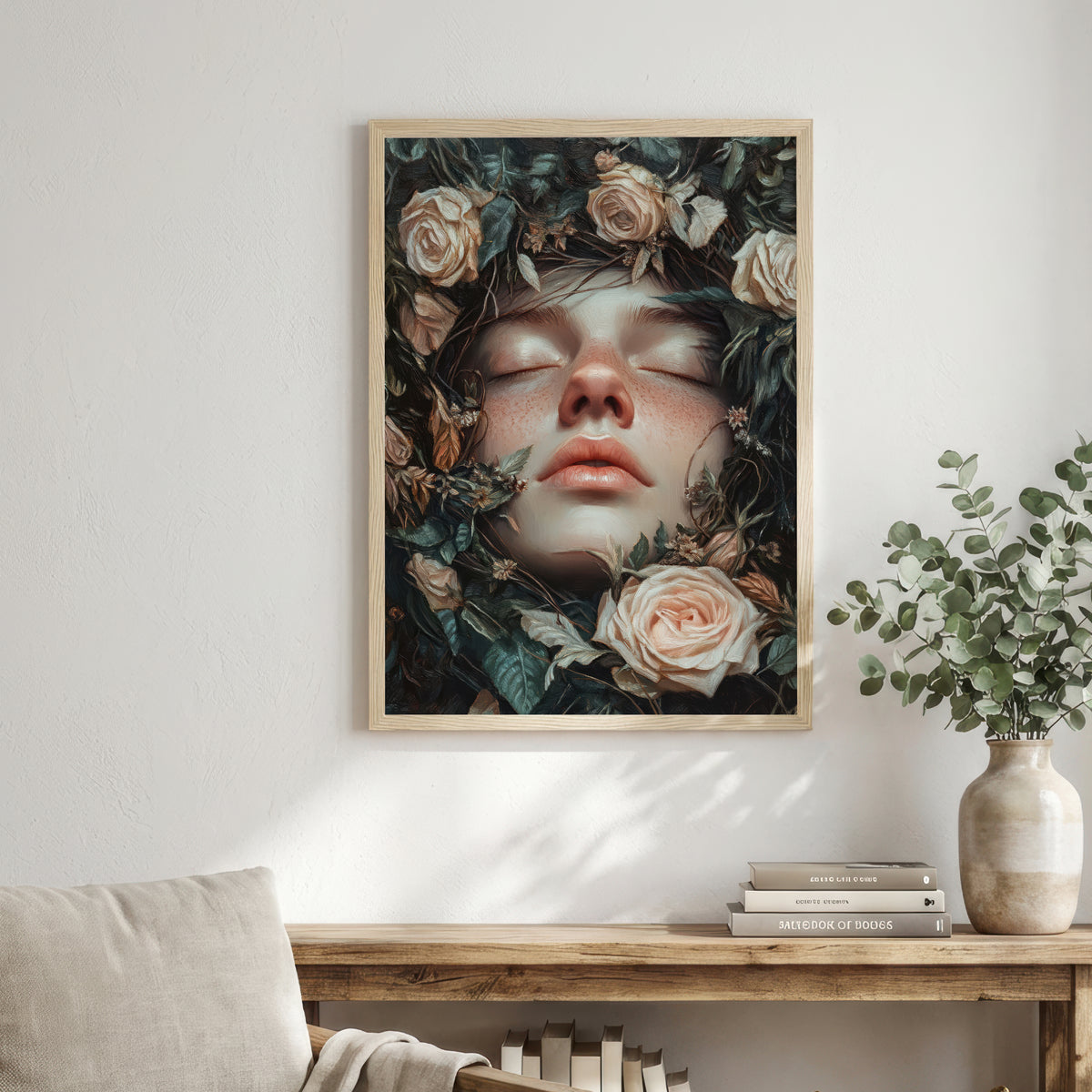 Floral Woman Portrait Art Print