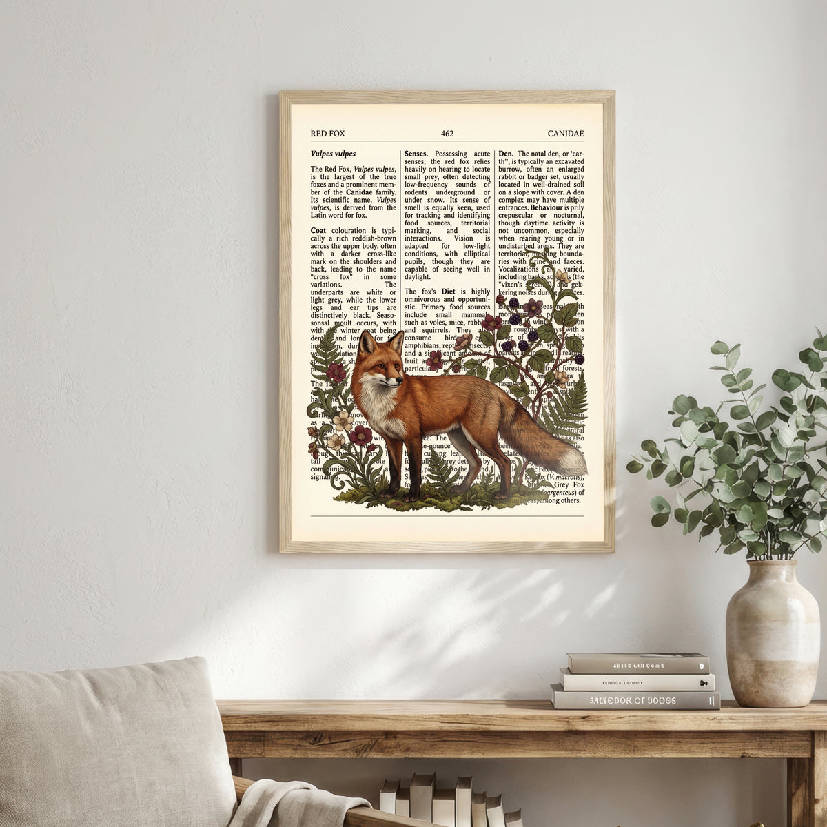 Red Fox Botanical Art Print