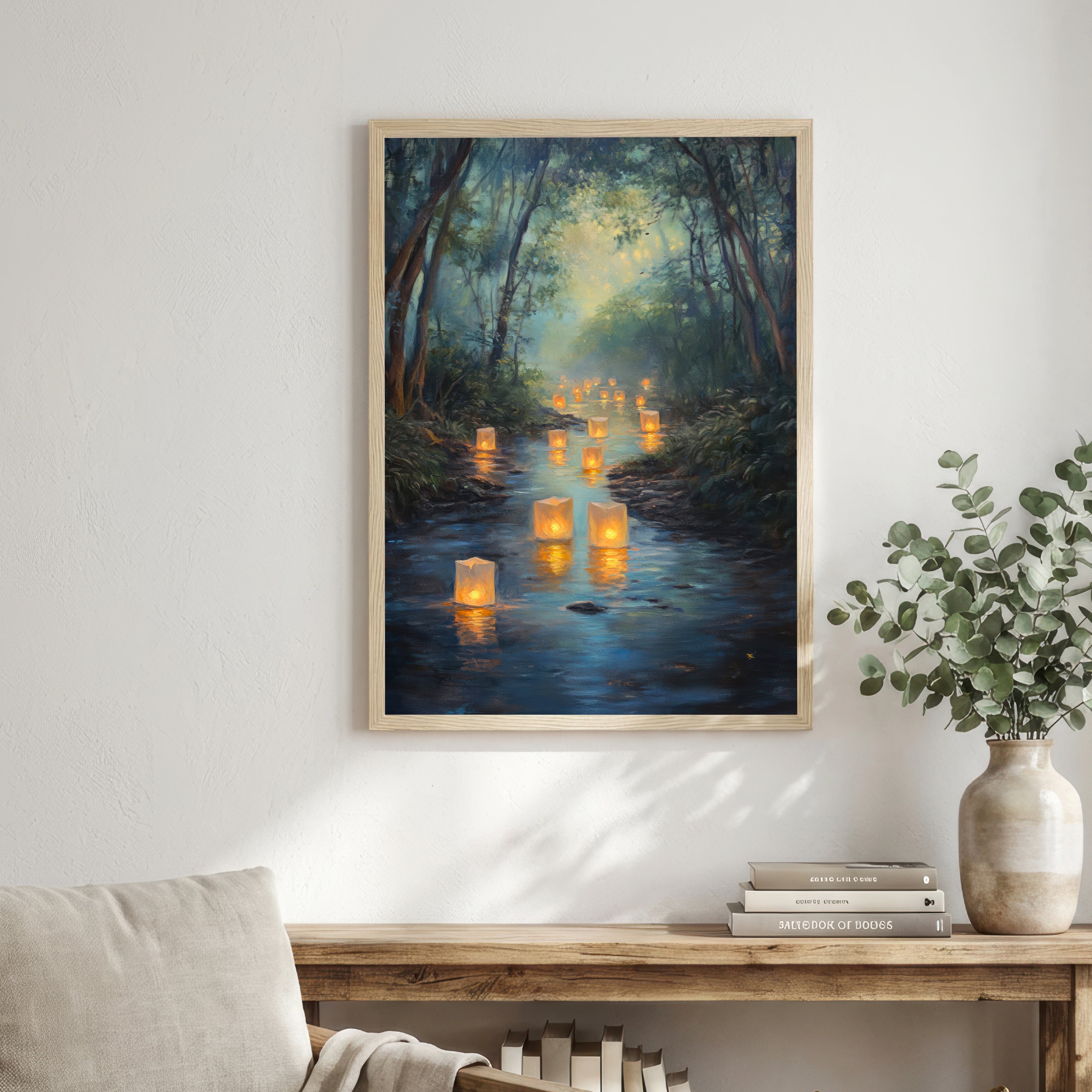 Floating Lantern Forest Art Print