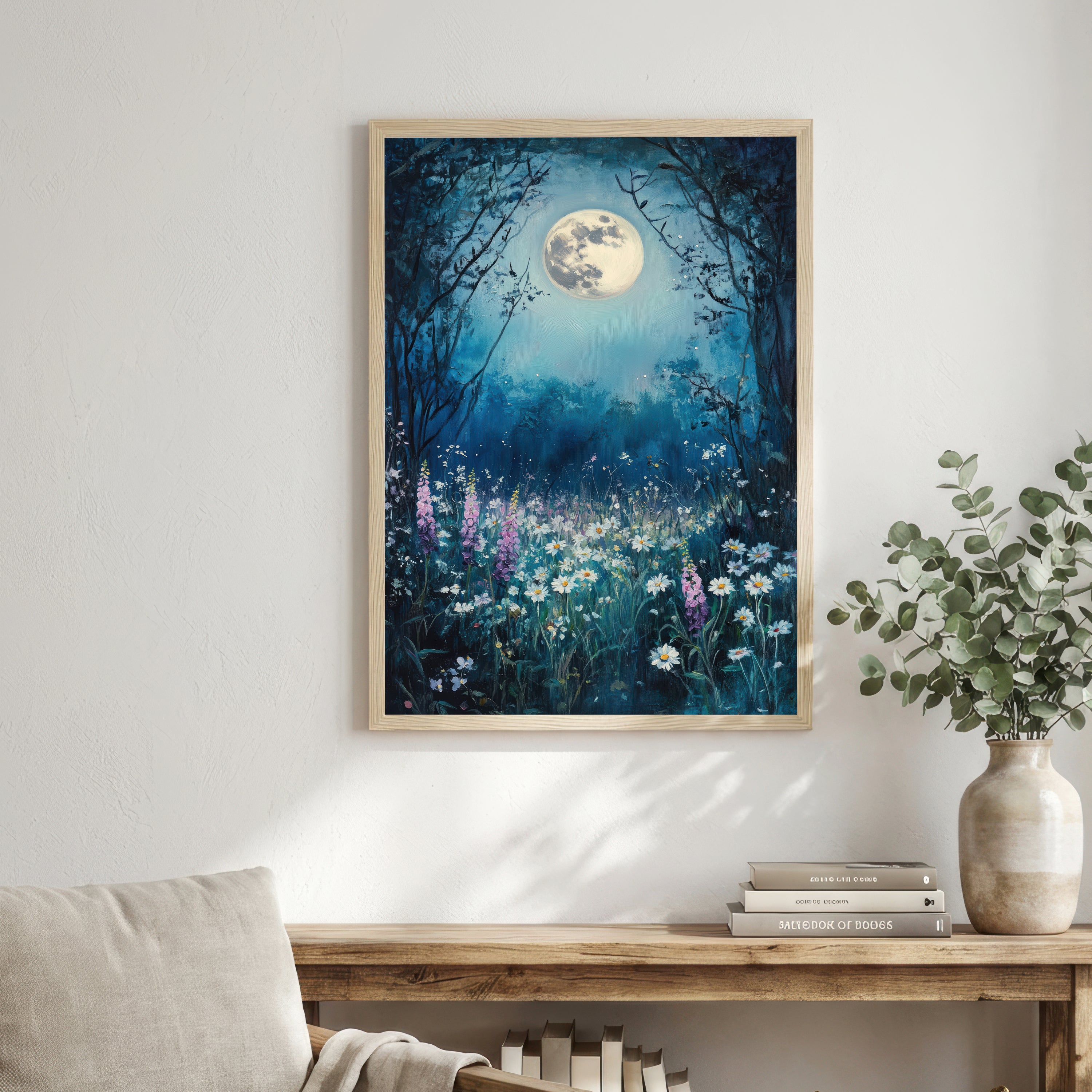 Moonlit Wildflower Meadow Art Print