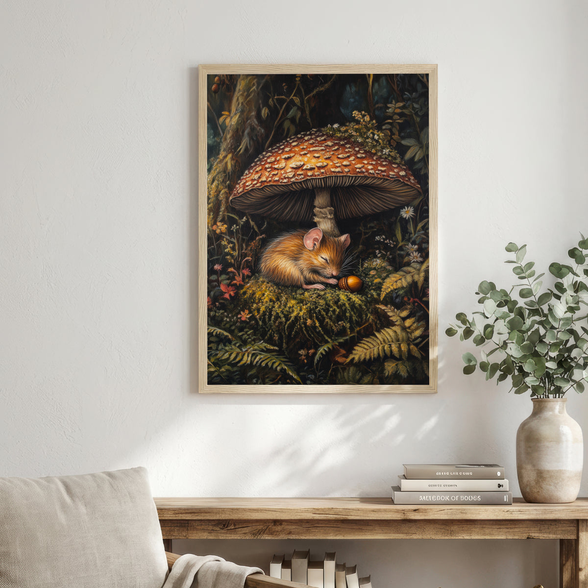 Woodland Mouse Mushroom Art Print