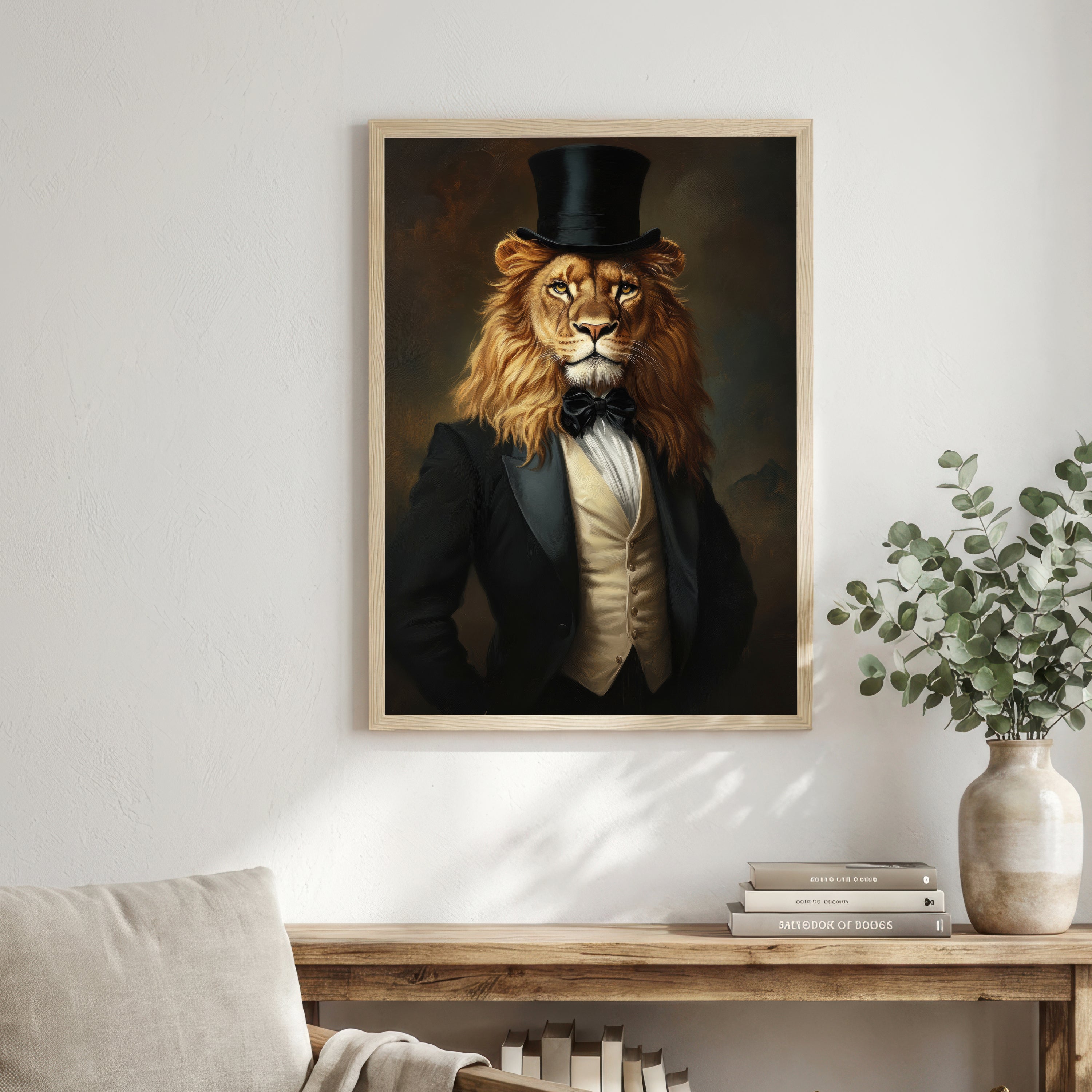 Lion in Top Hat Art Print