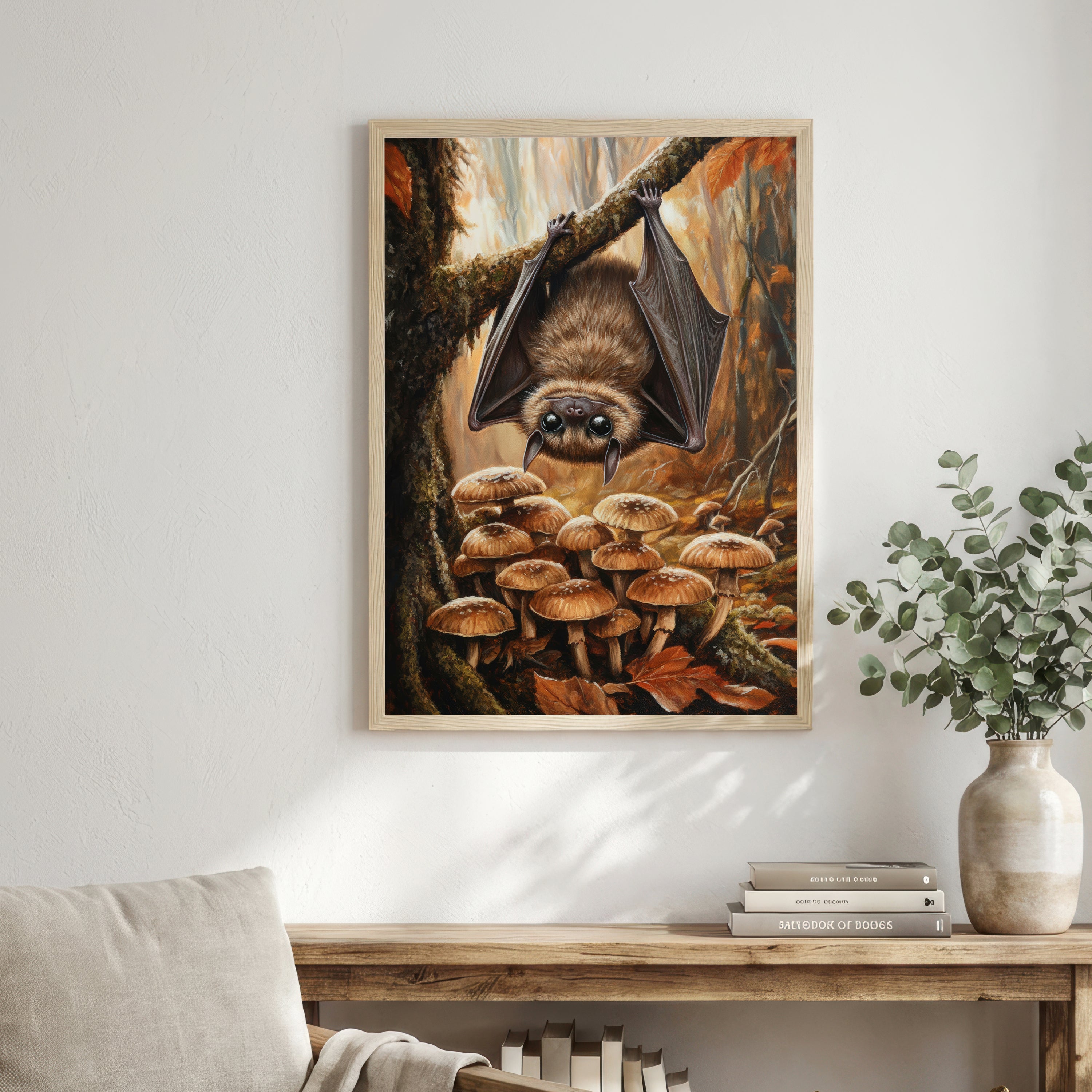 Whimsical Bat Mushroom Art Print