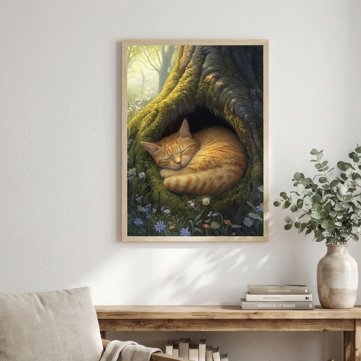 Sleeping Cat Woodland Art Print