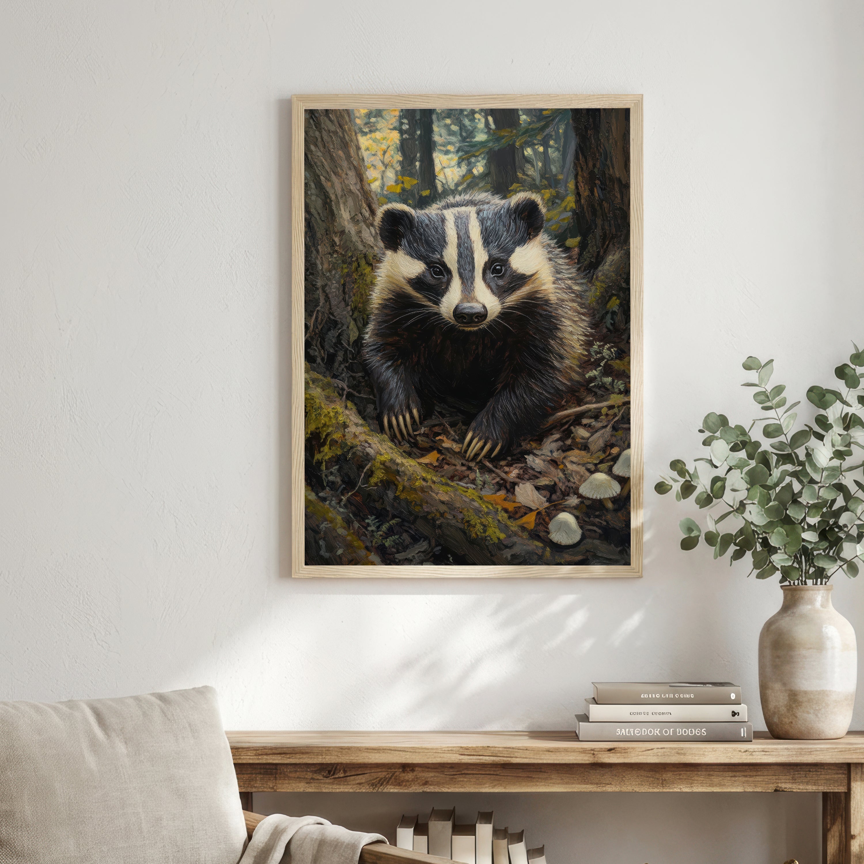 Woodland Badger Art Print