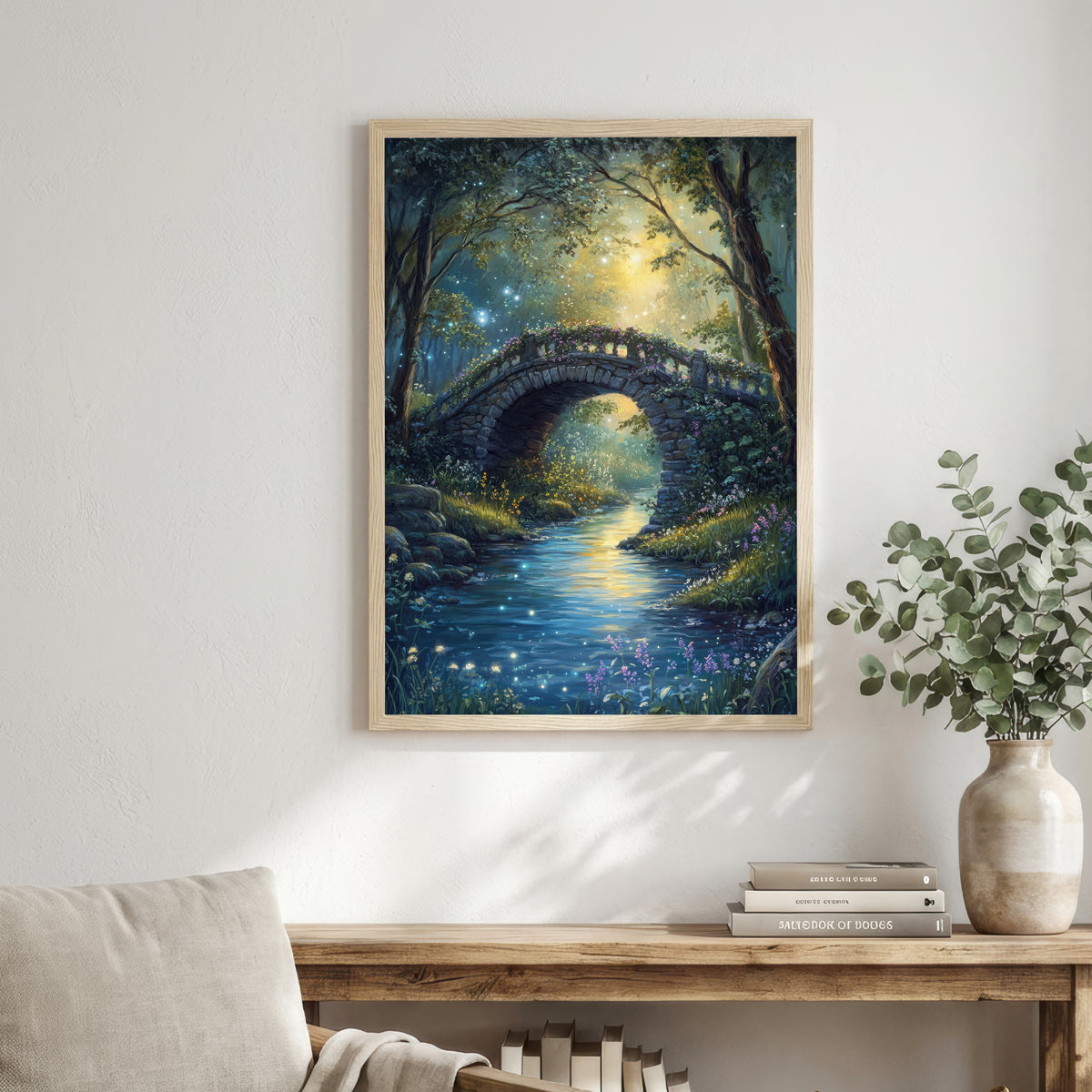 Enchanted Woodland Bridge Art Print