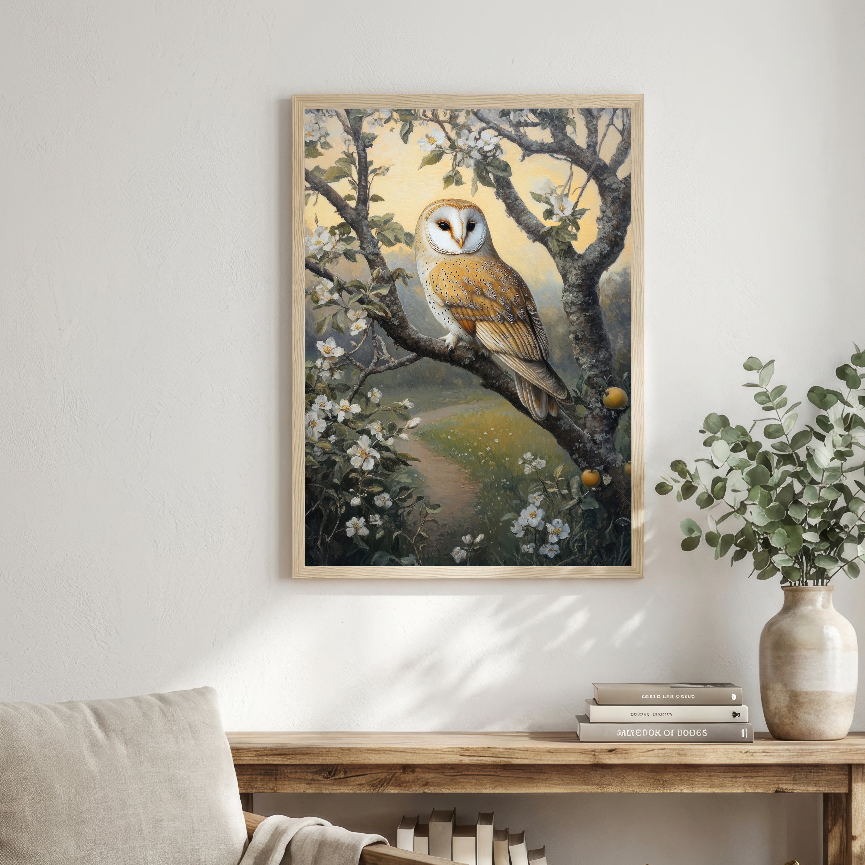 Barn Owl Blossom Art Print