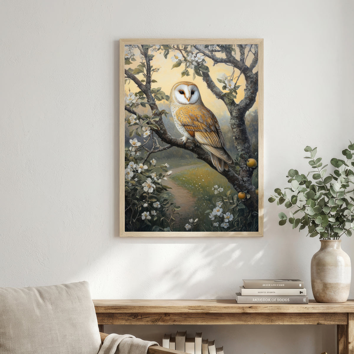 Barn Owl Blossom Art Print