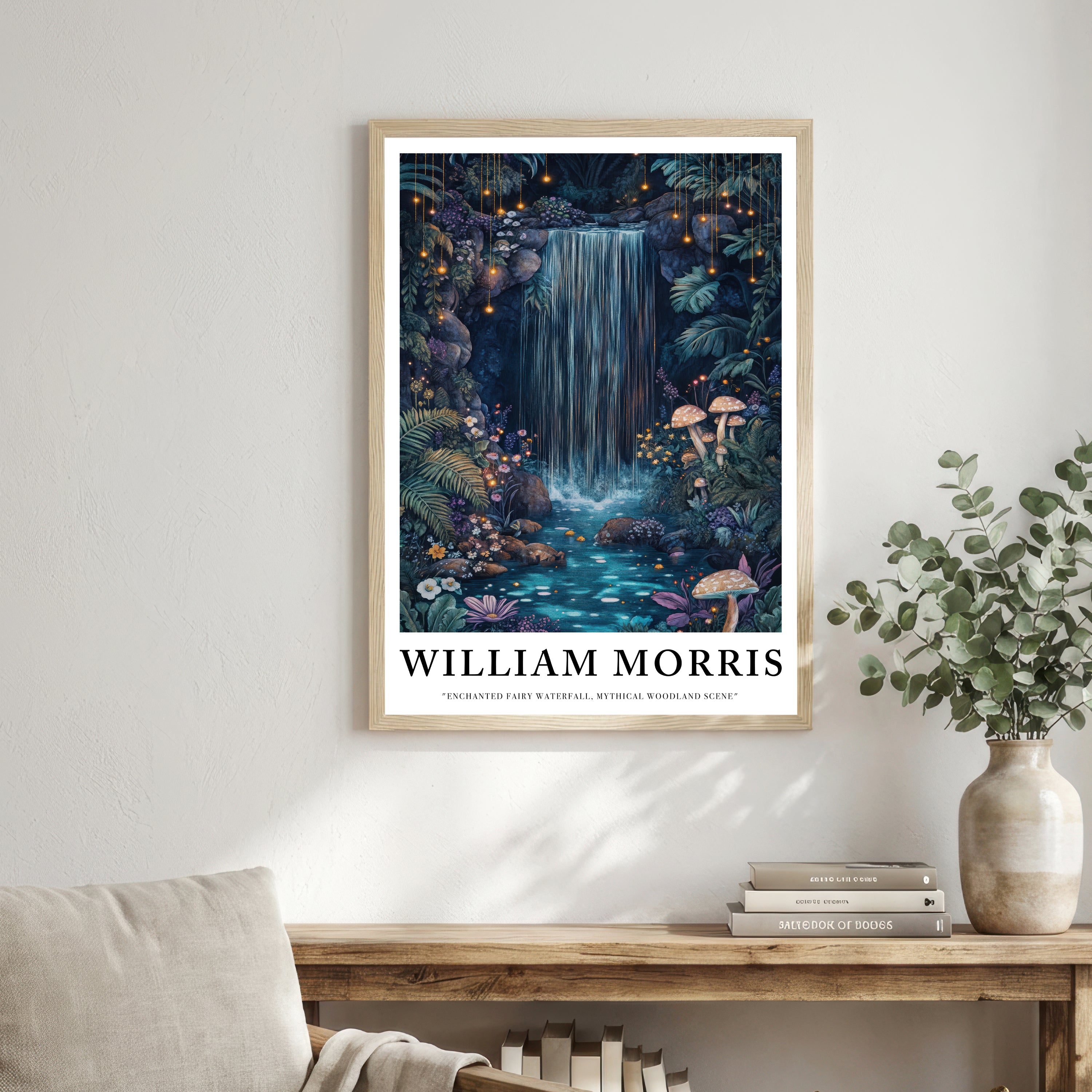 Enchanted Woodland Waterfall Art Print
