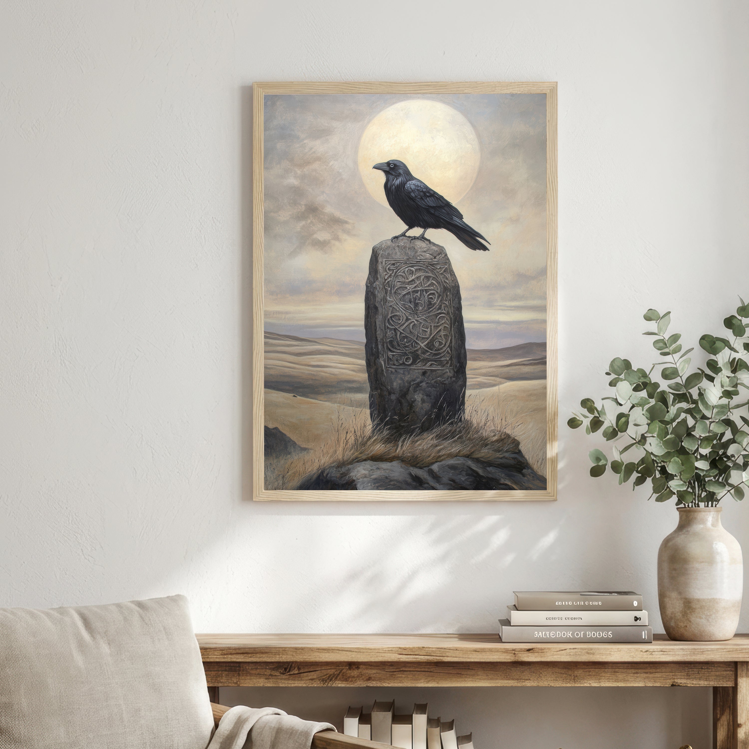 Moonlit Raven Celtic Art Print