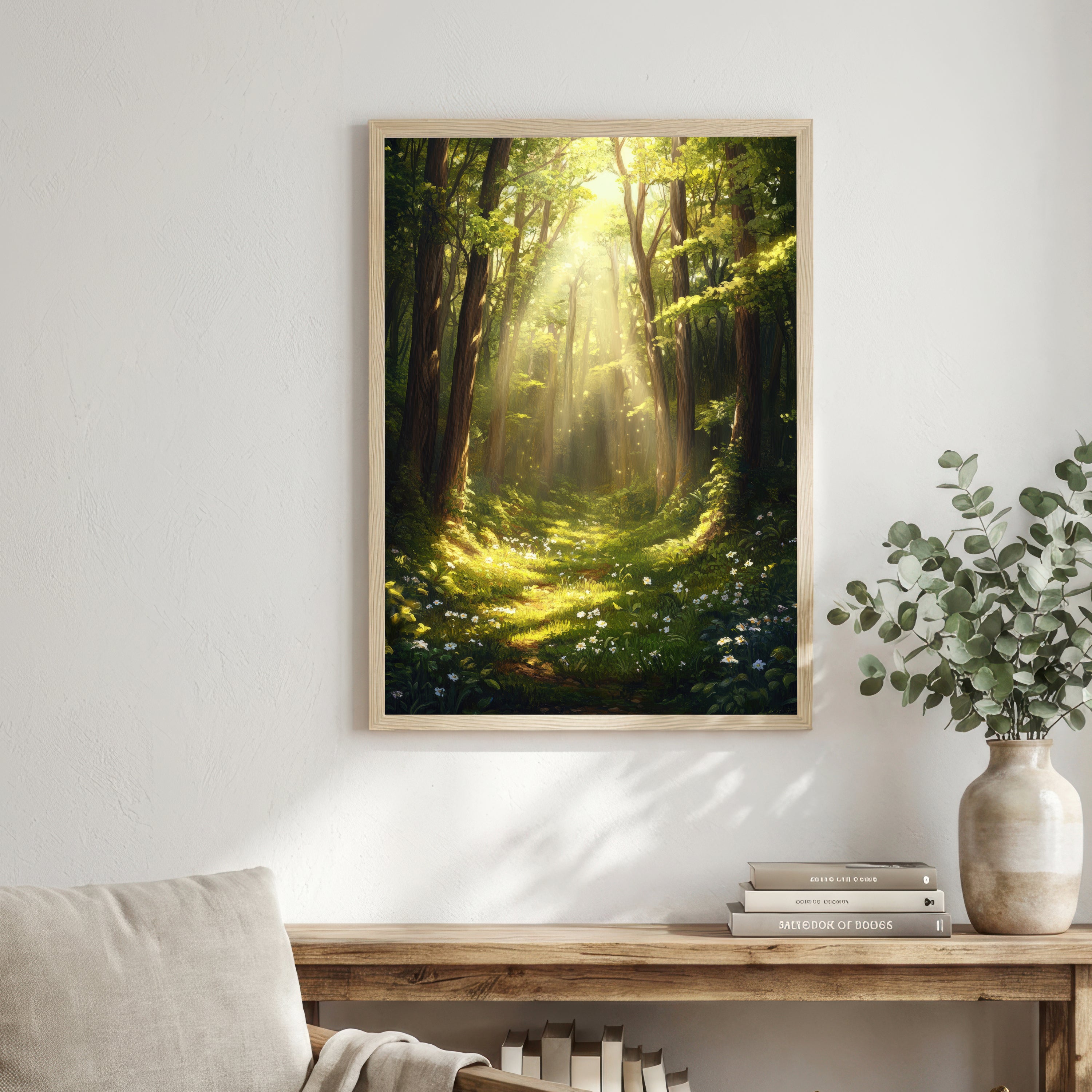 Sunlit Forest Woodland Art Print