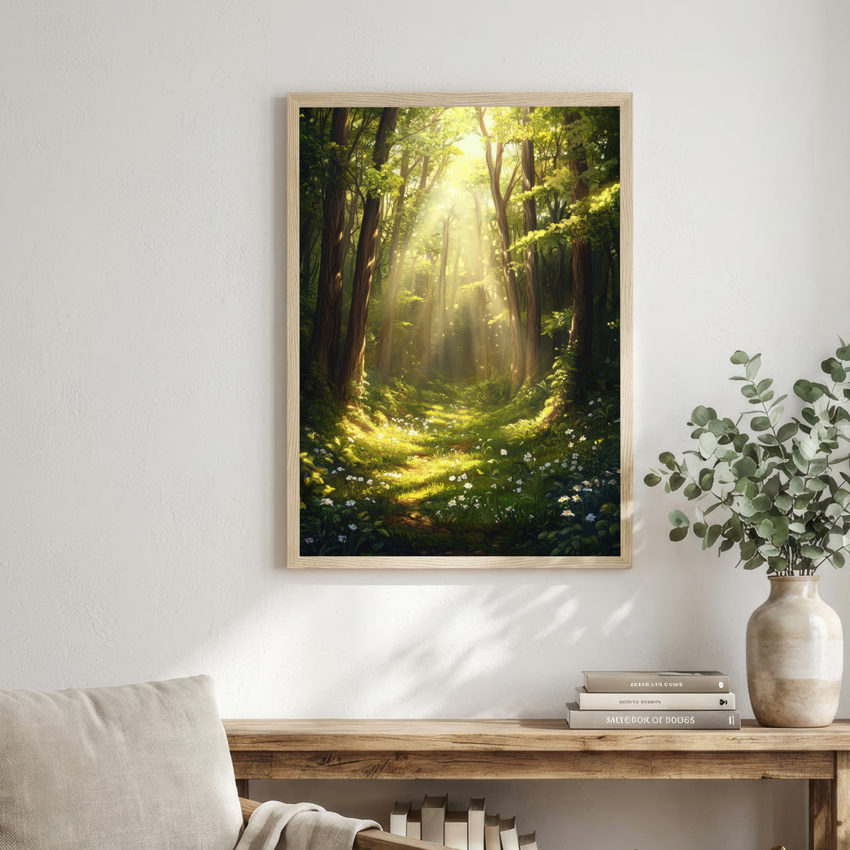 Sunlit Forest Woodland Art Print