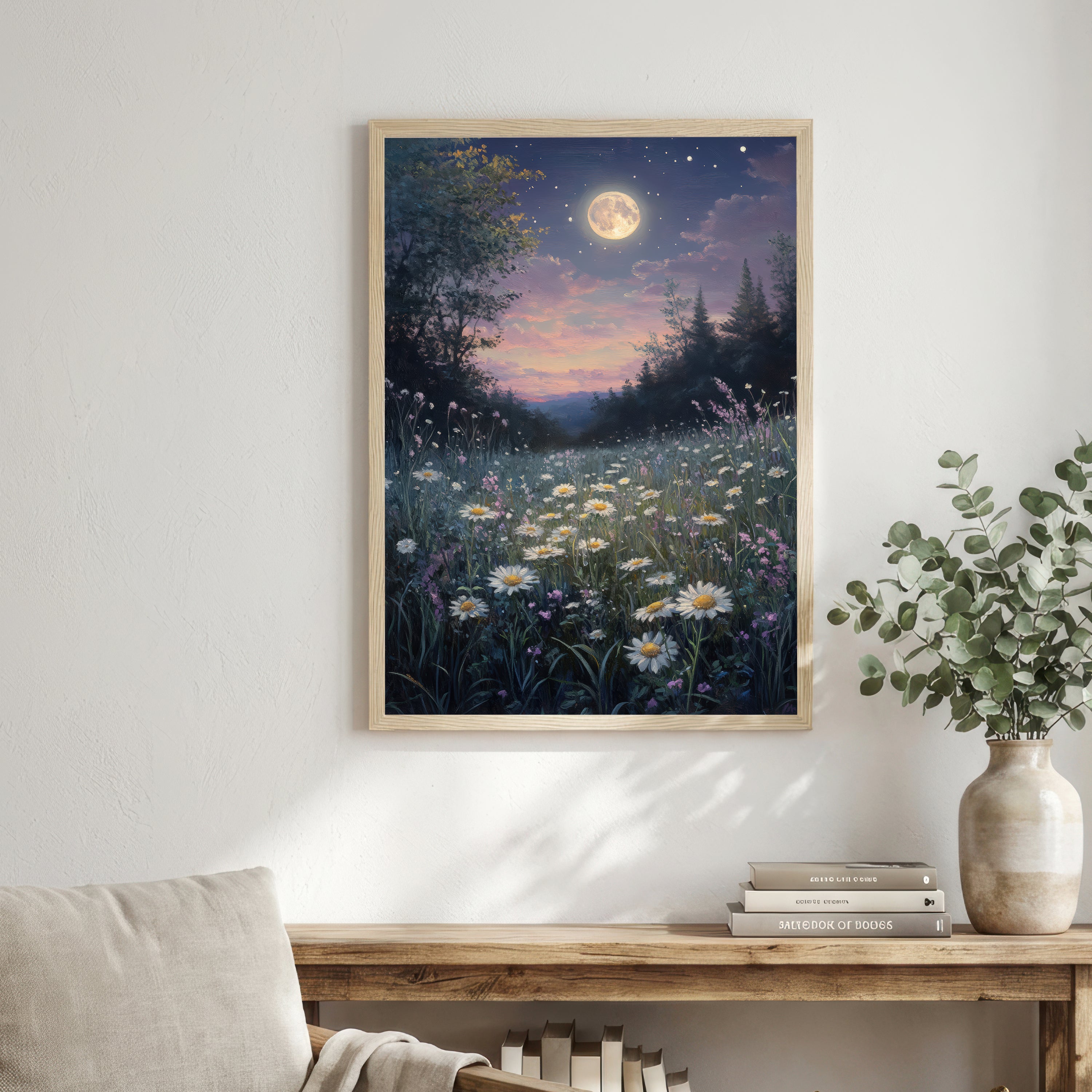 Moonlit Wildflower Meadow Art Print