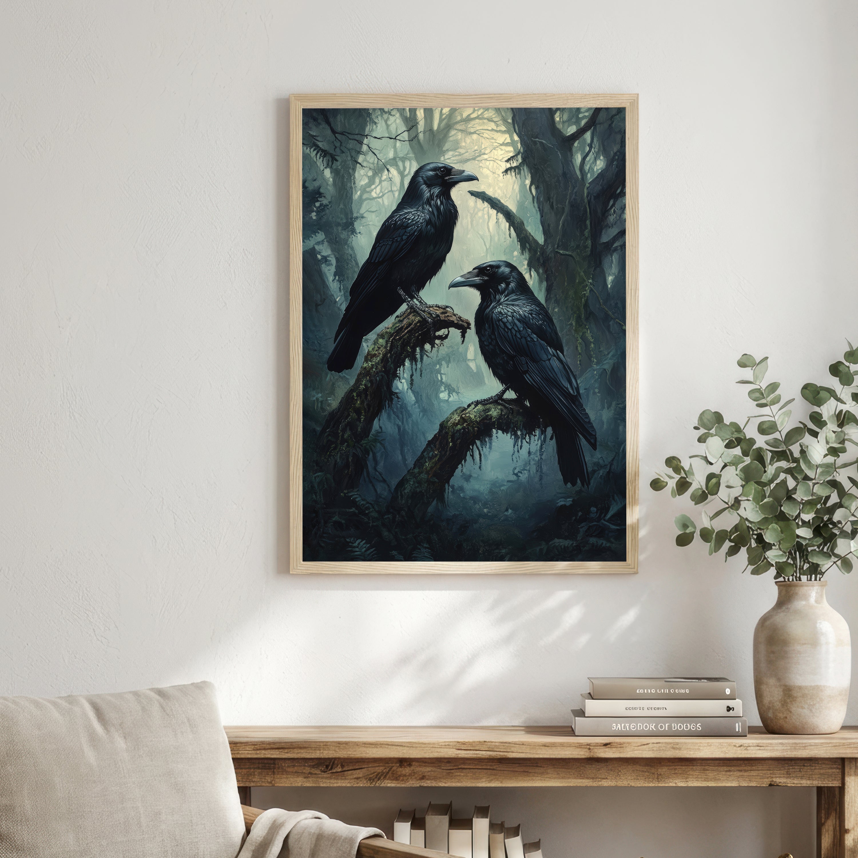 Raven Pair Forest Art Print