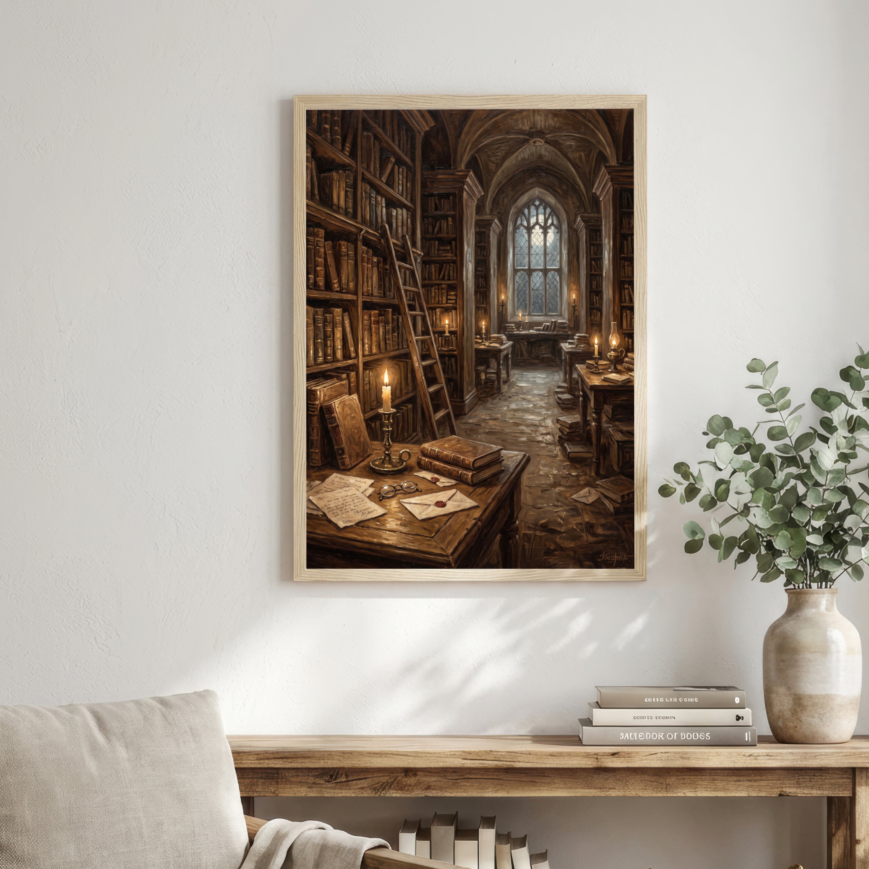 Gothic Library Dark Academia Art Print