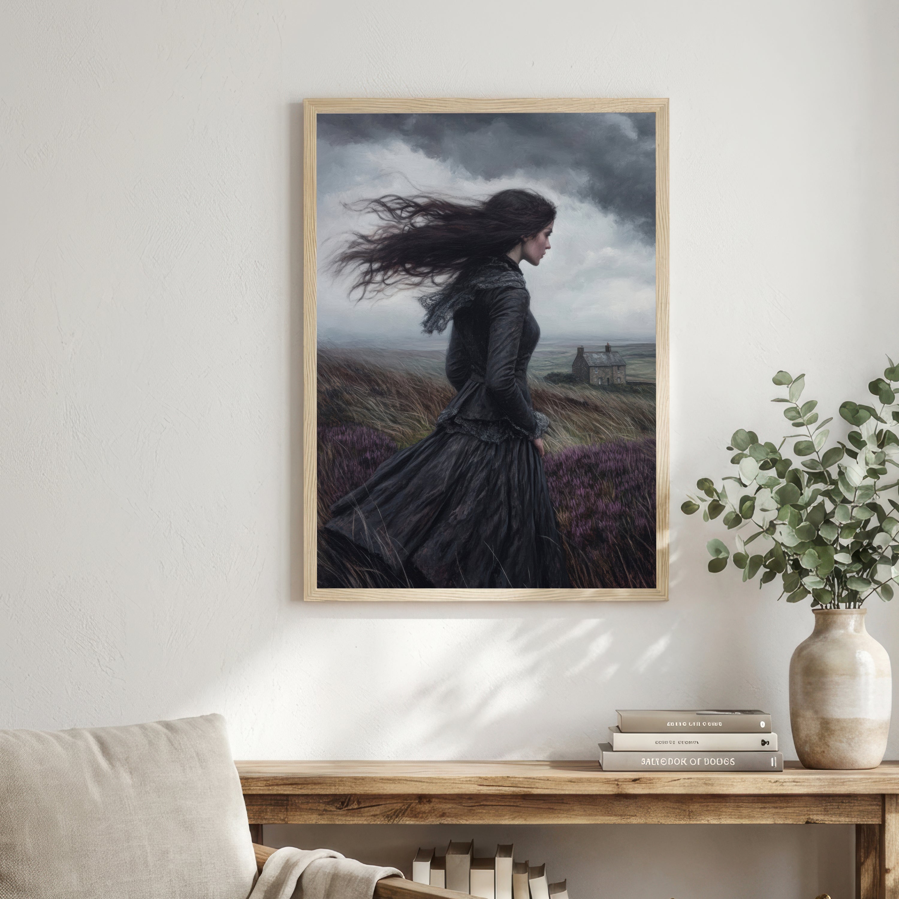 Windswept Woman Moorland Art Print