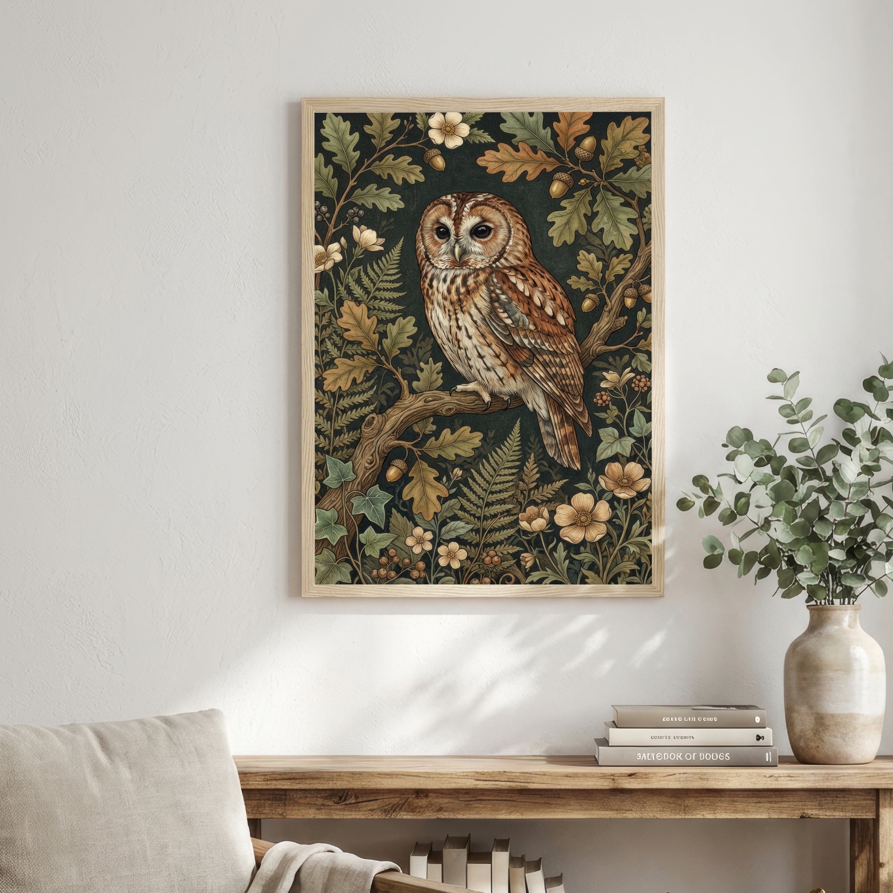 Woodland Owl Botanical Art Print