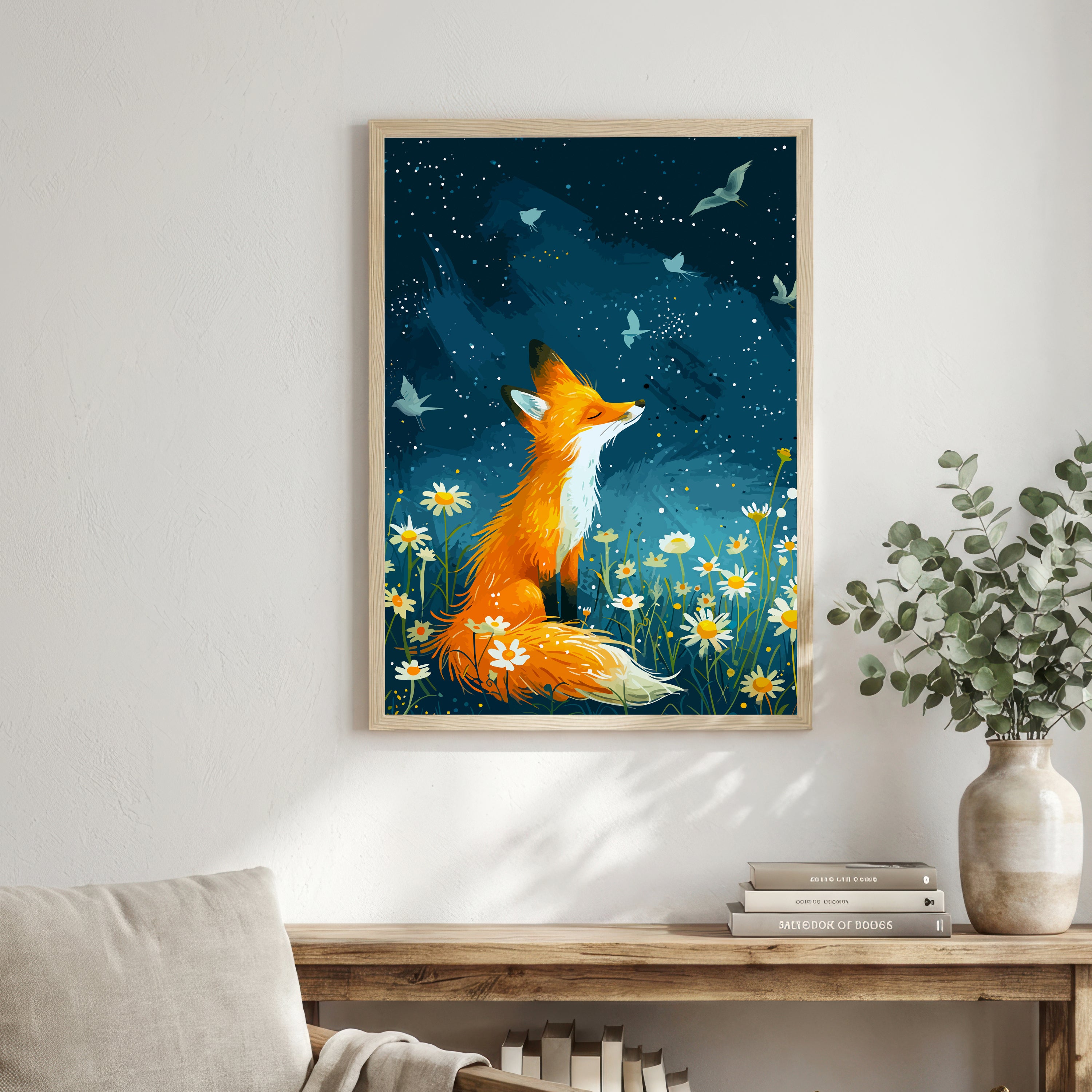 Whimsical Fox Meadow Art Print