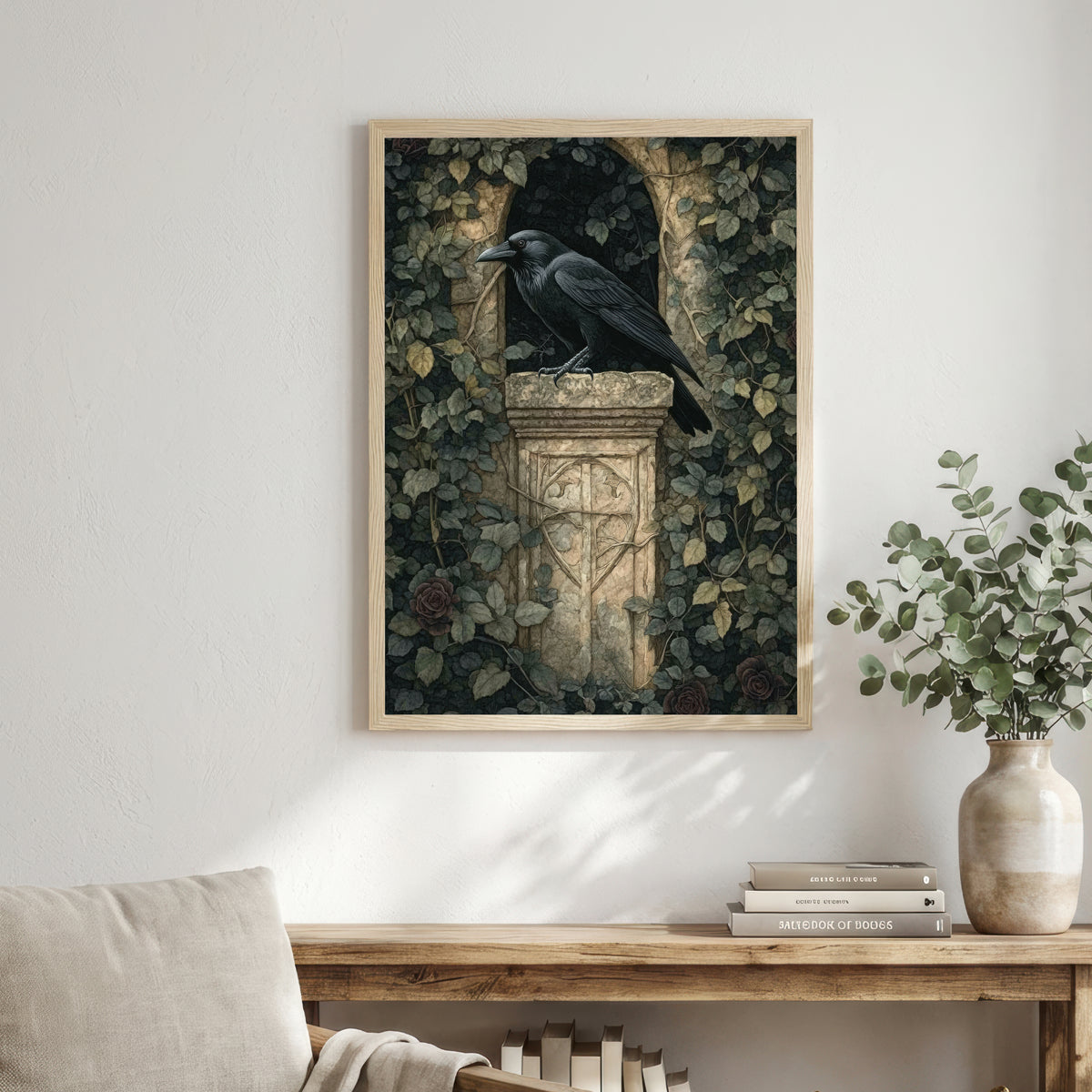Vintage Raven Botanical Art Print