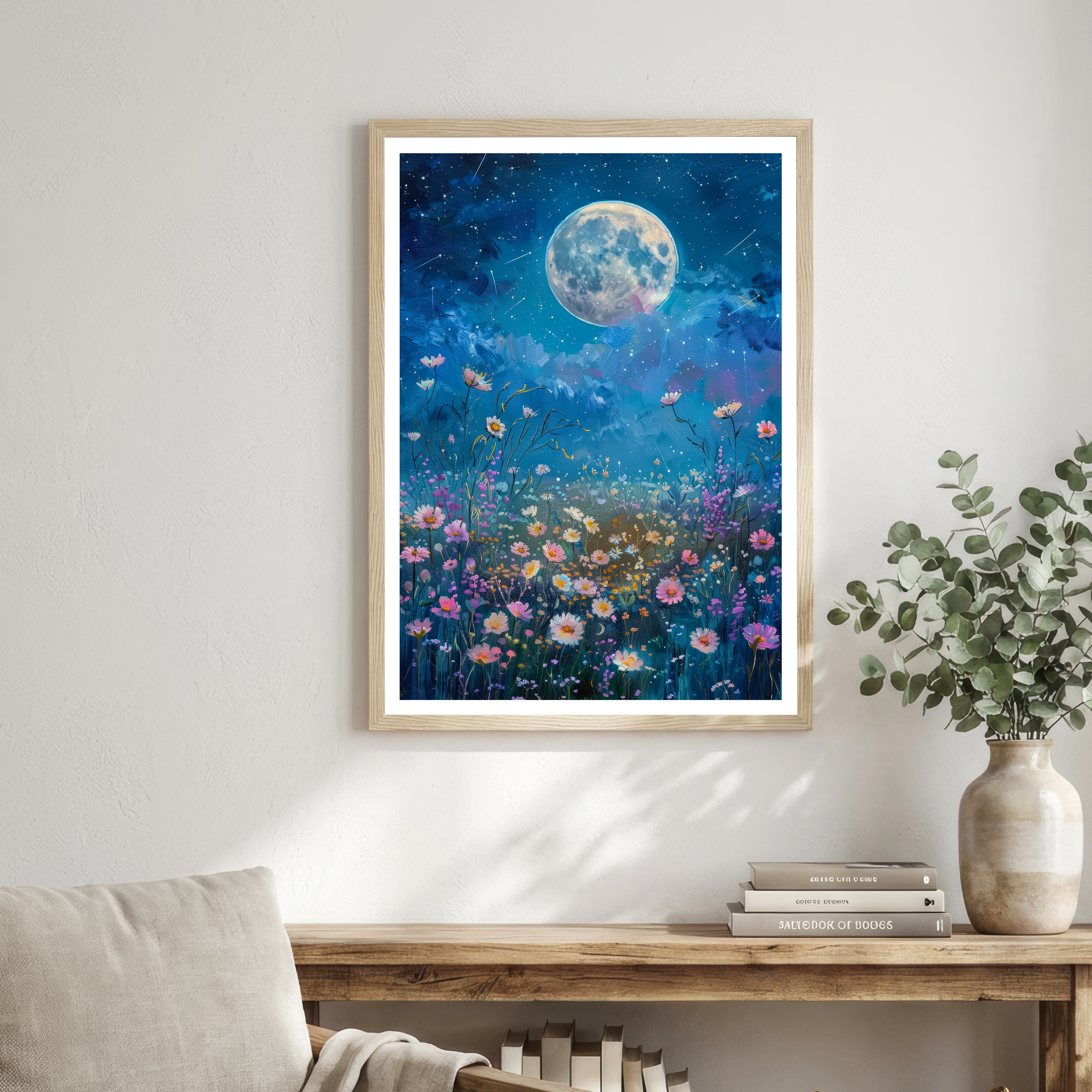 Moonlit Wildflower Meadow Art Print