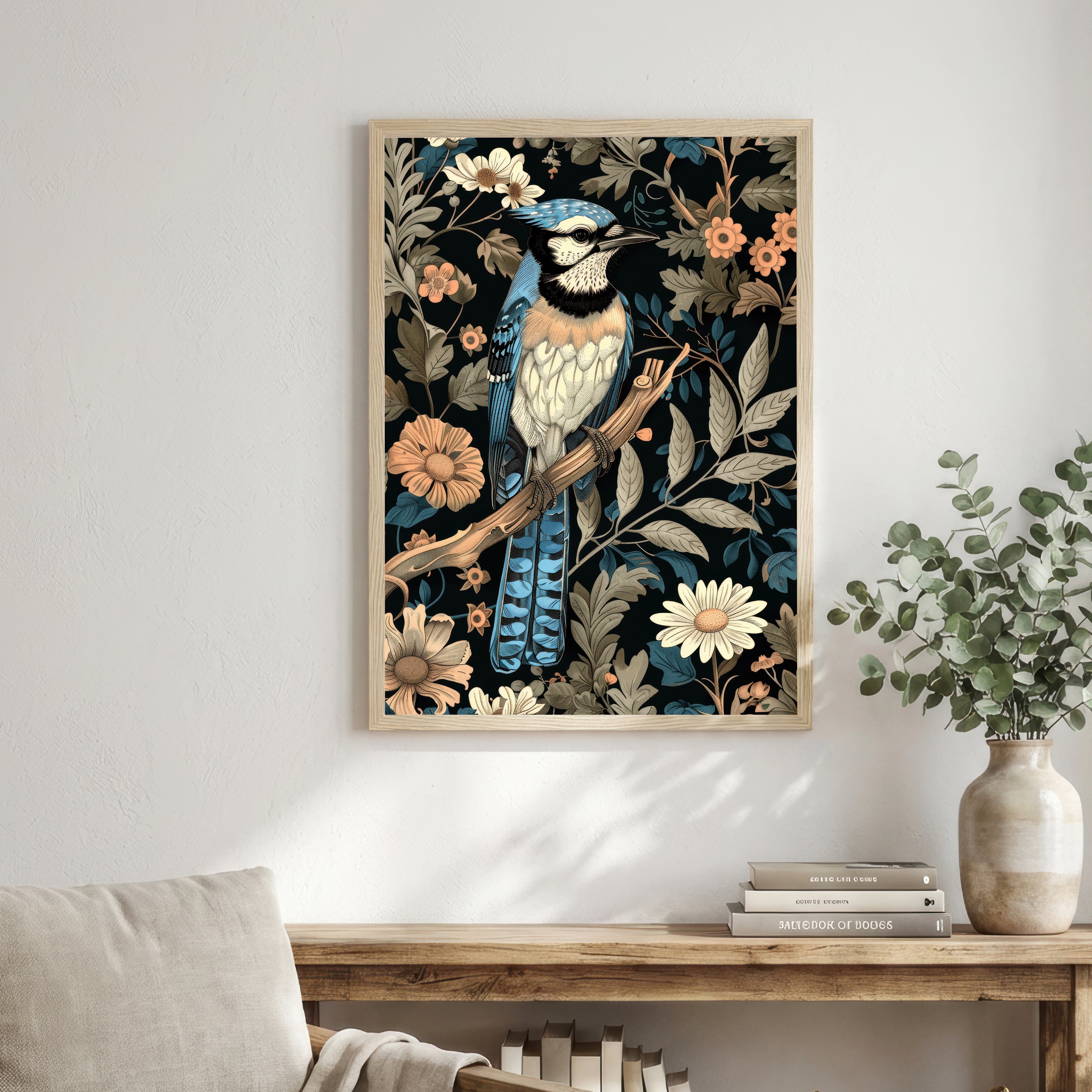Blue Kingfisher Botanical Art Print