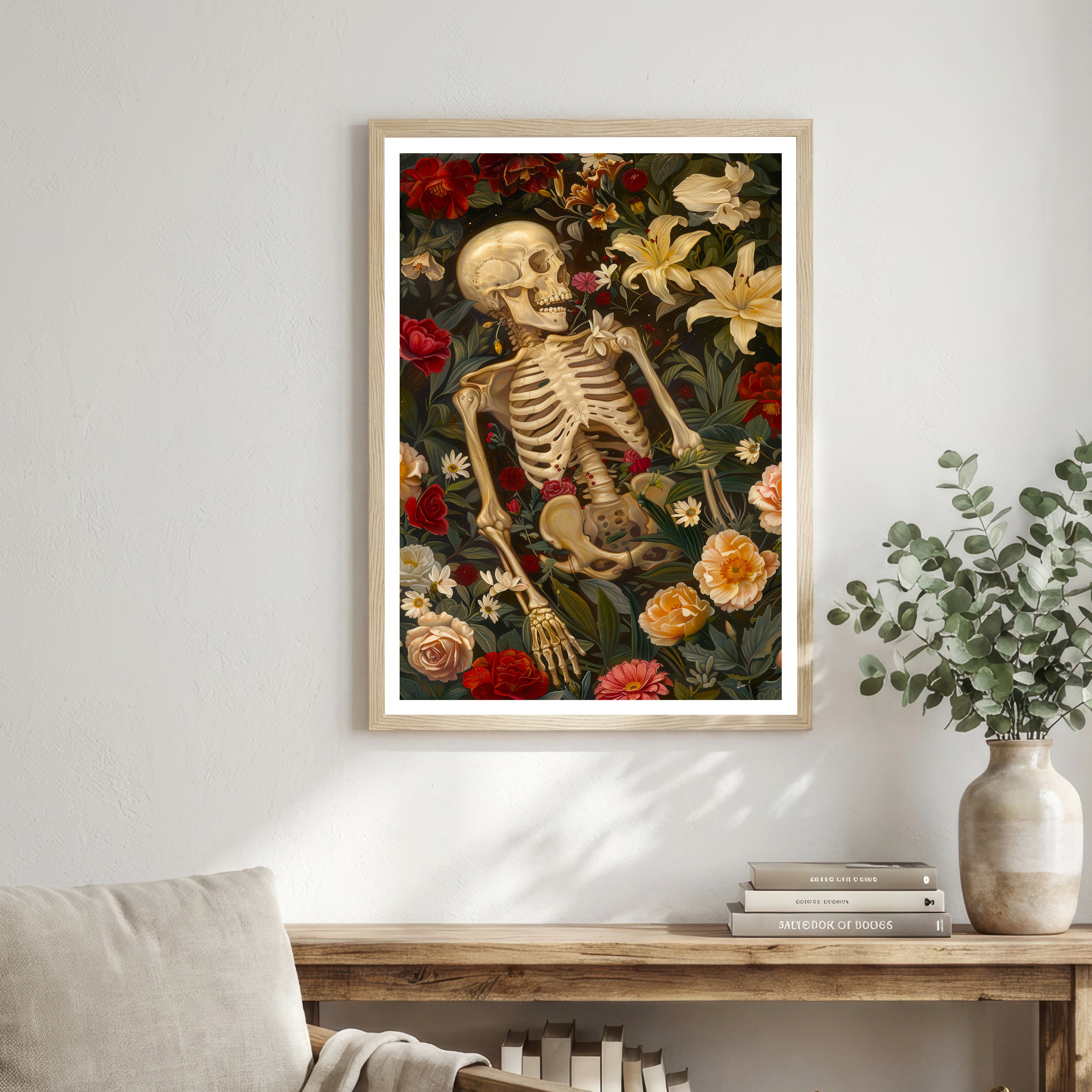 Floral Skeleton Gothic Art Print
