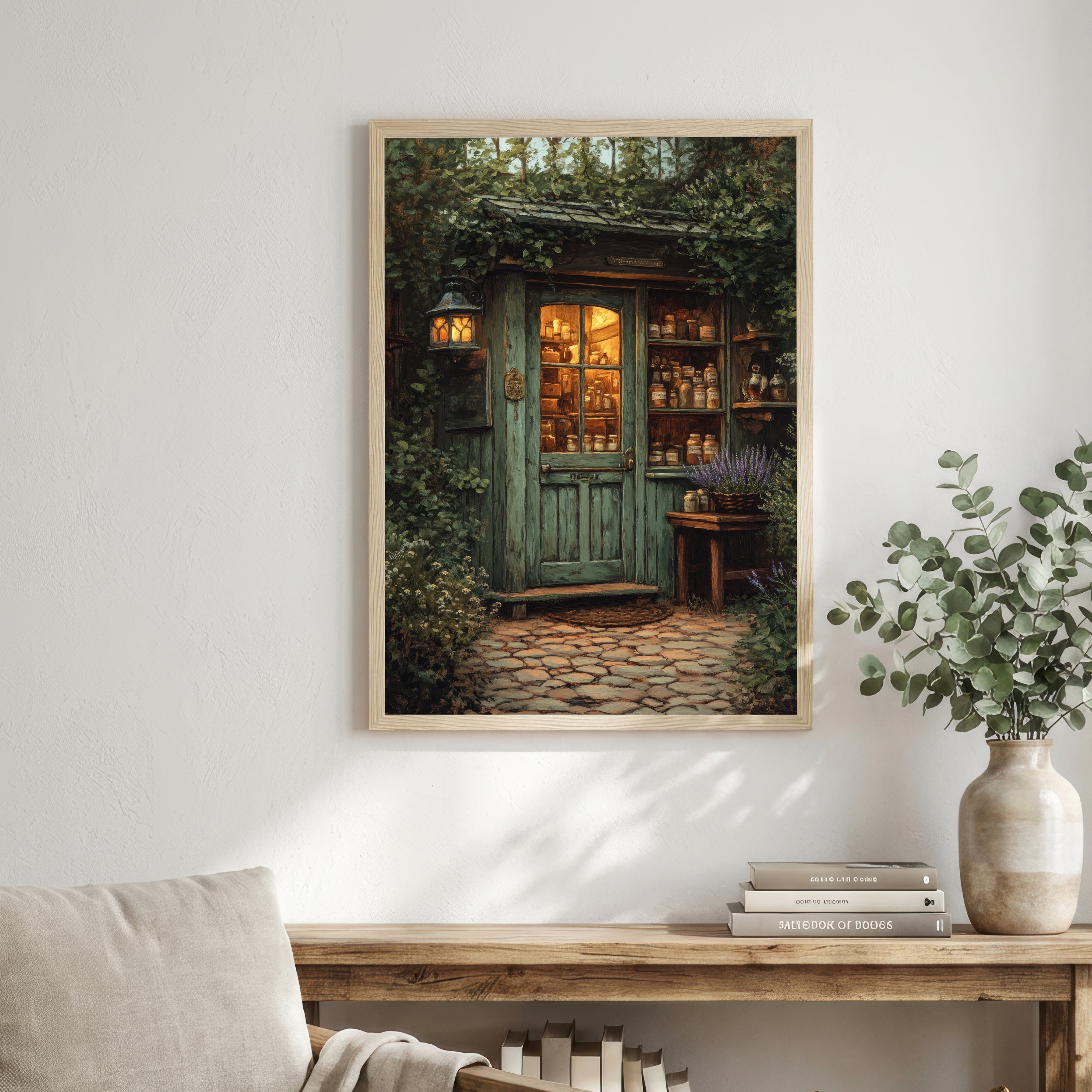 Woodland Cottage Shop Art Print