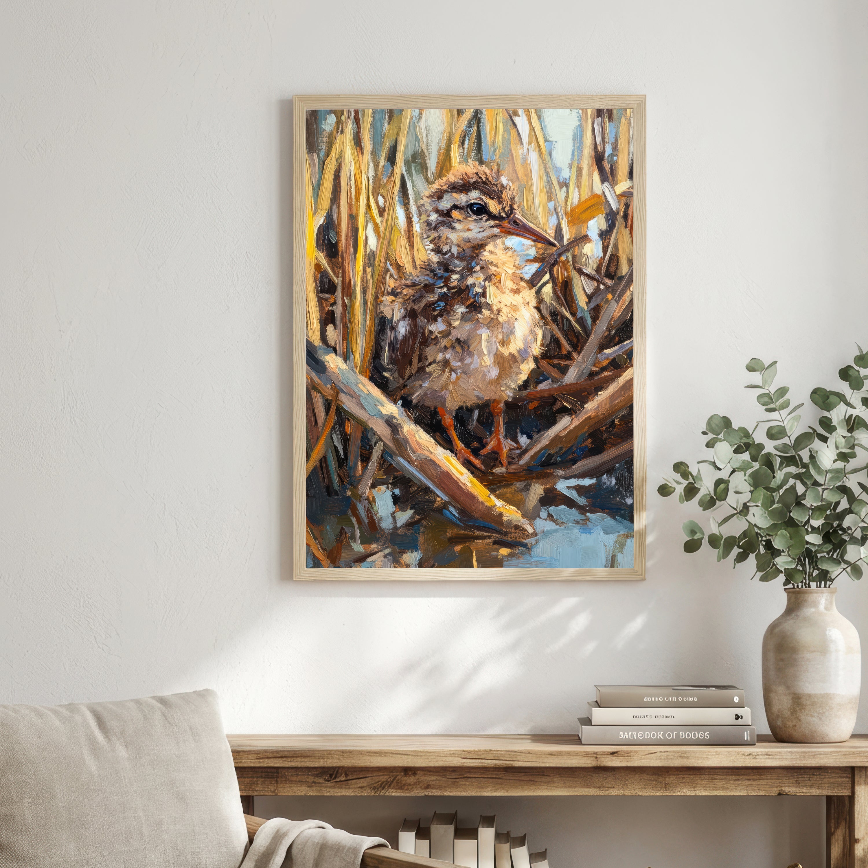 Painterly Reed Bird Art Print