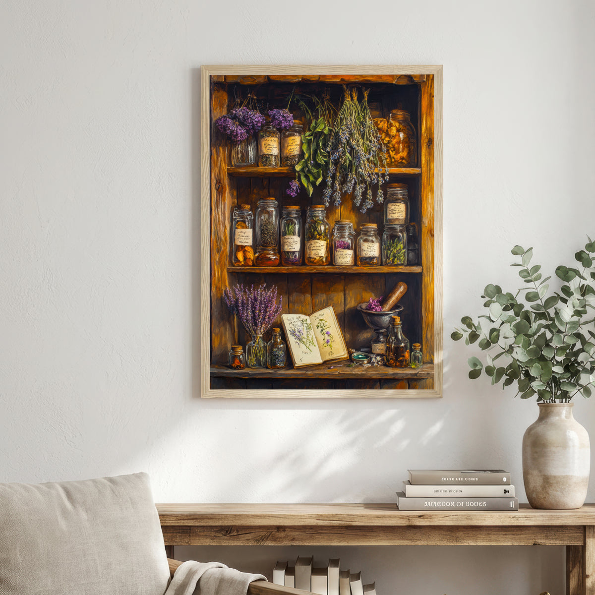 Vintage Apothecary Herb Shelf Art Print
