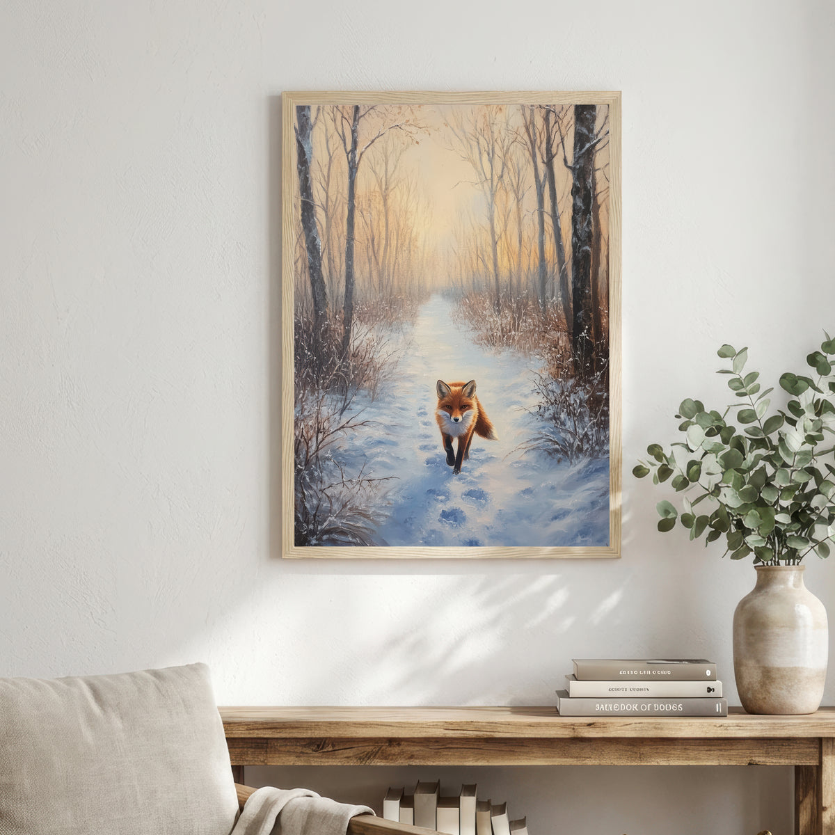 Fox in Snowy Forest Art Print