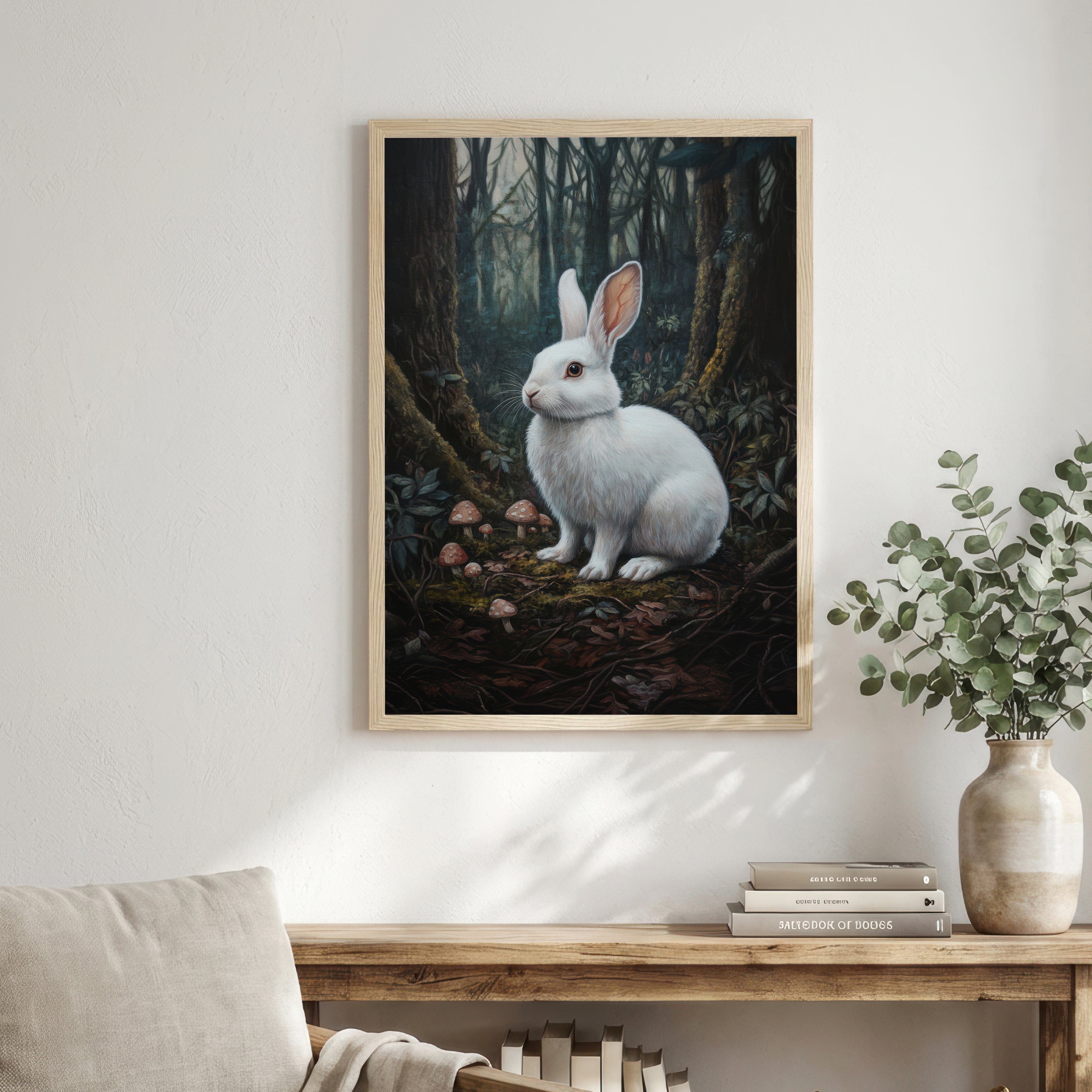 White Rabbit Woodland Art Print