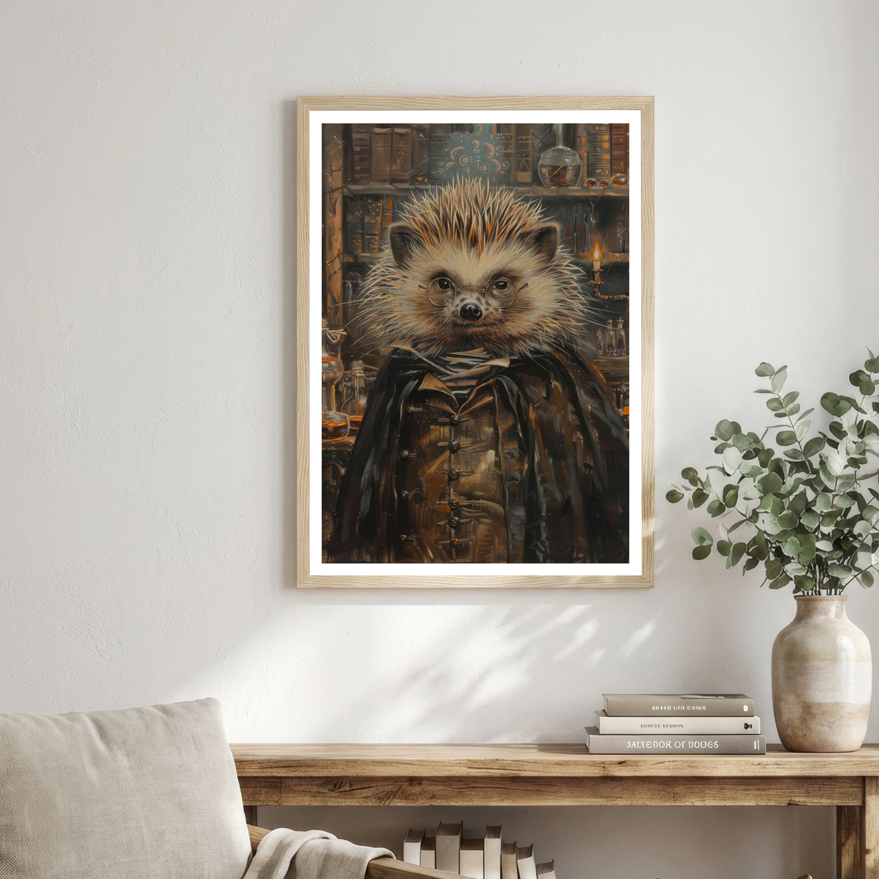 Wizard Hedgehog Dark Academia Art Print