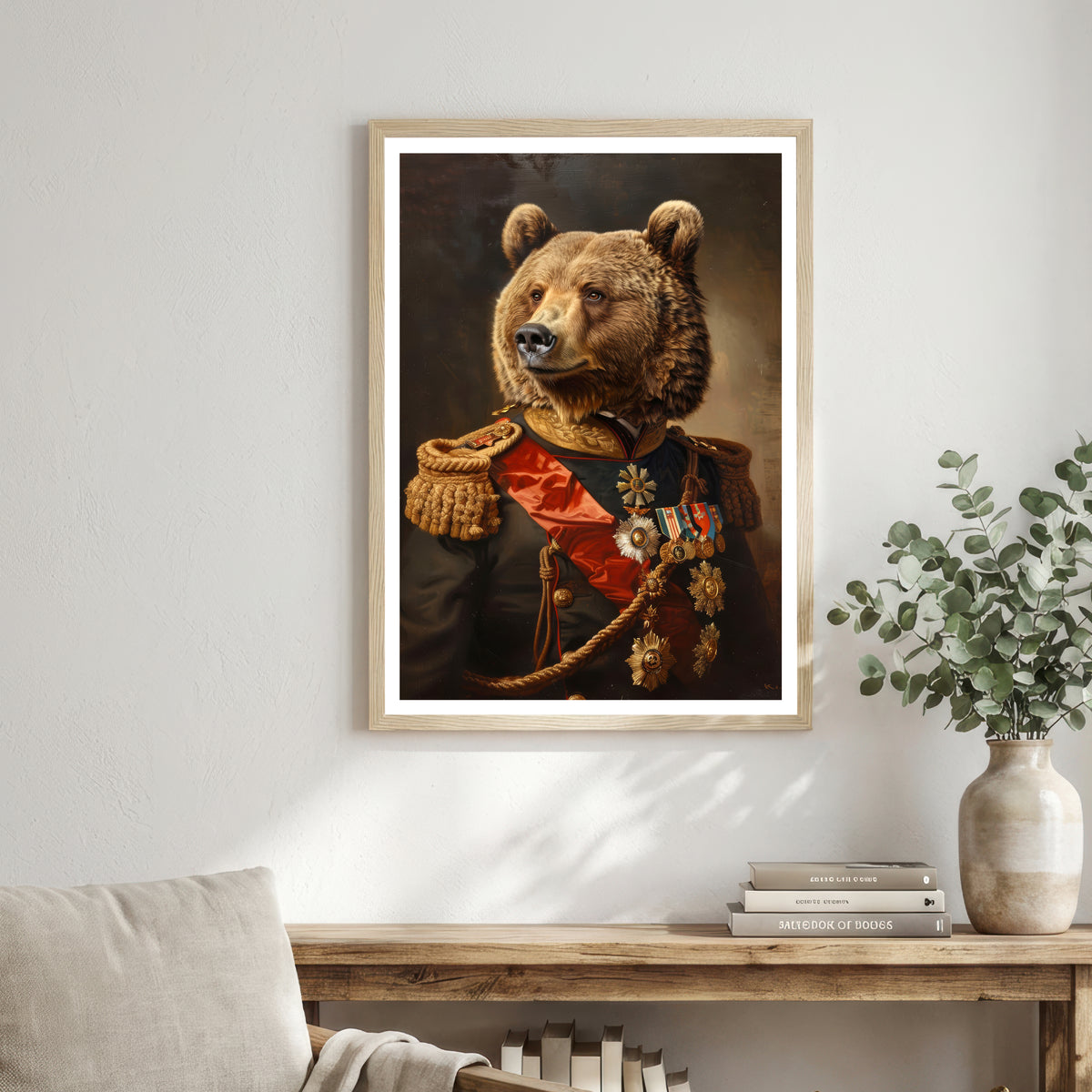 Brown Bear Military Portrait Art Print