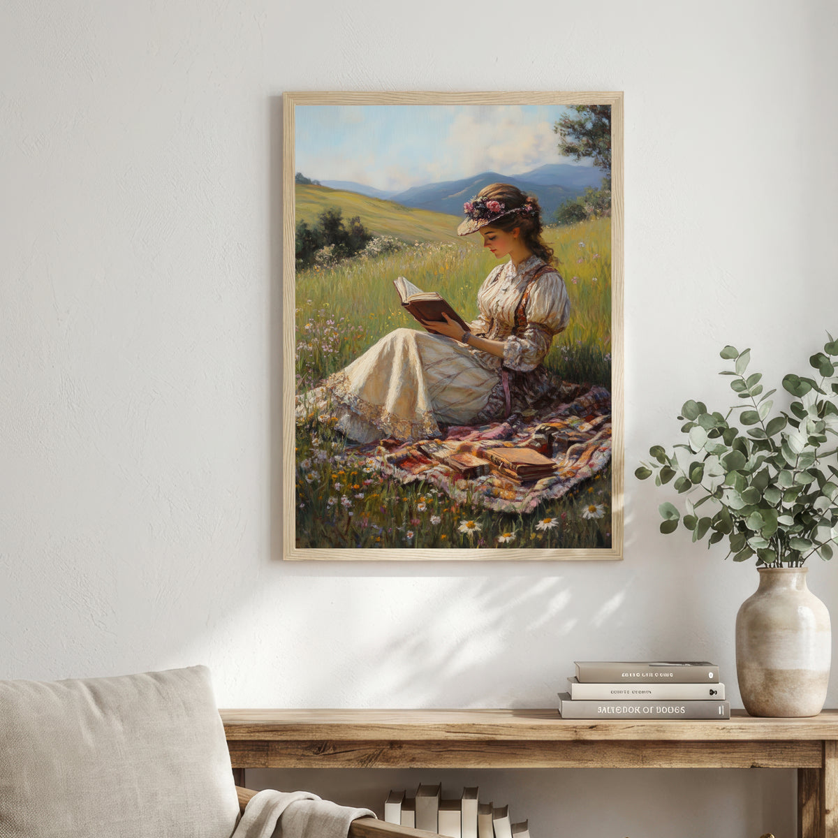 Woman Reading in a Meadow Art Print