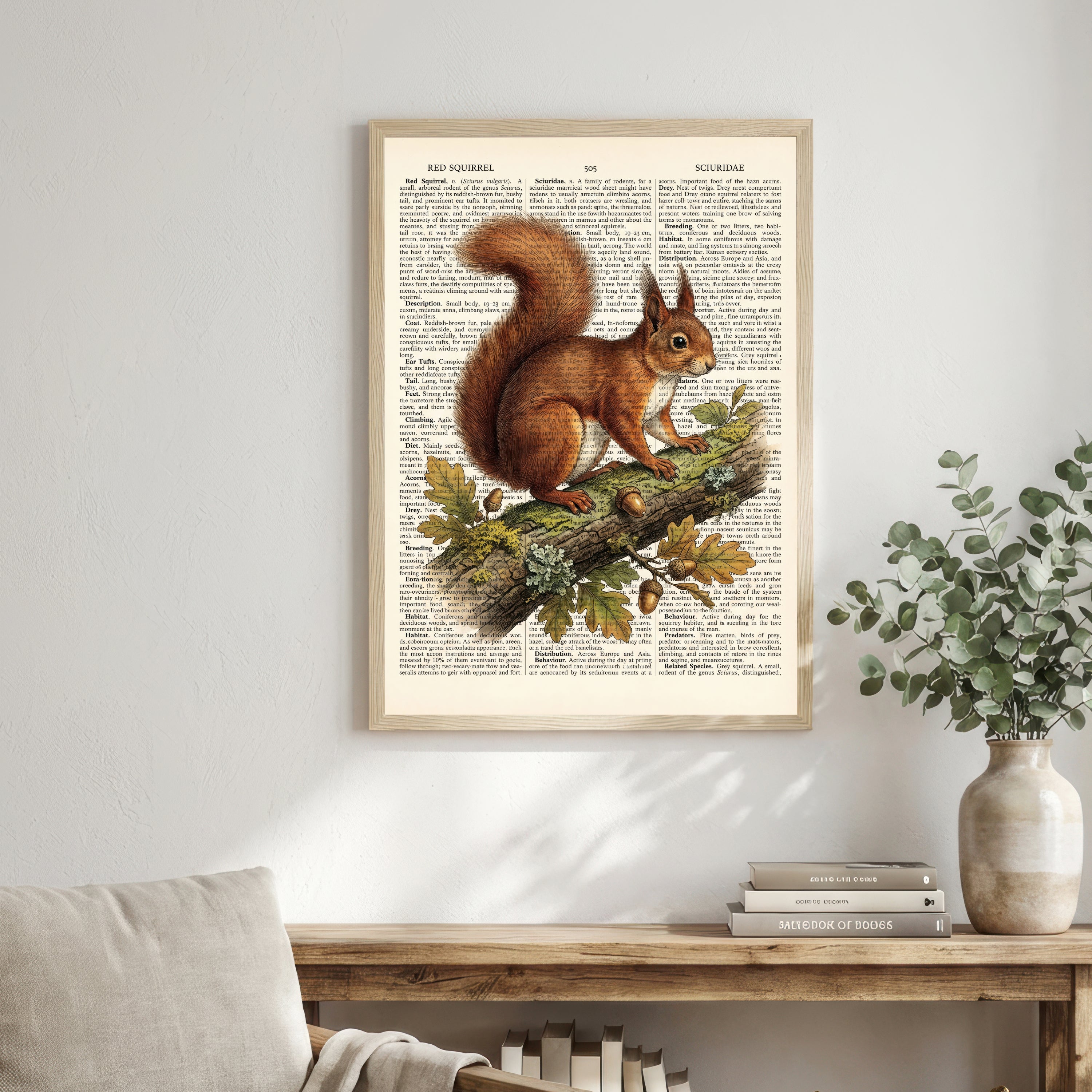 Red Squirrel Vintage Art Print