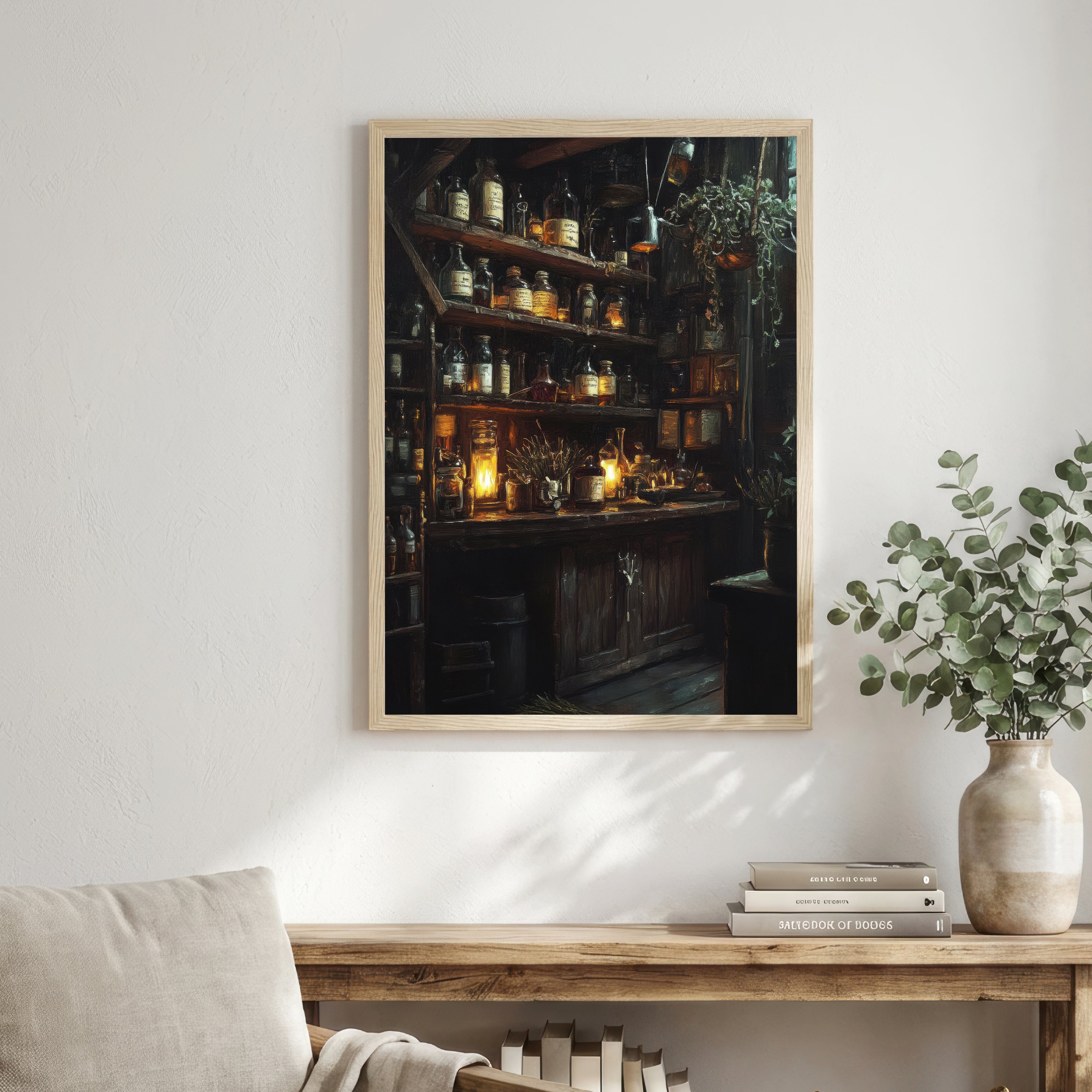Gothic Apothecary Shelves Art Print