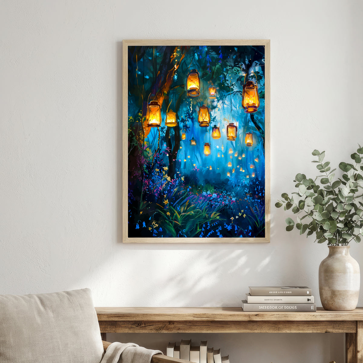 Enchanted Woodland Lanterns Art Print