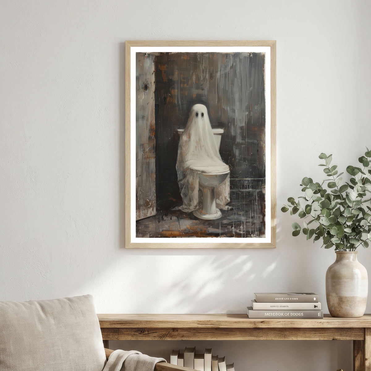 Ghost on Toilet Dark Art Print